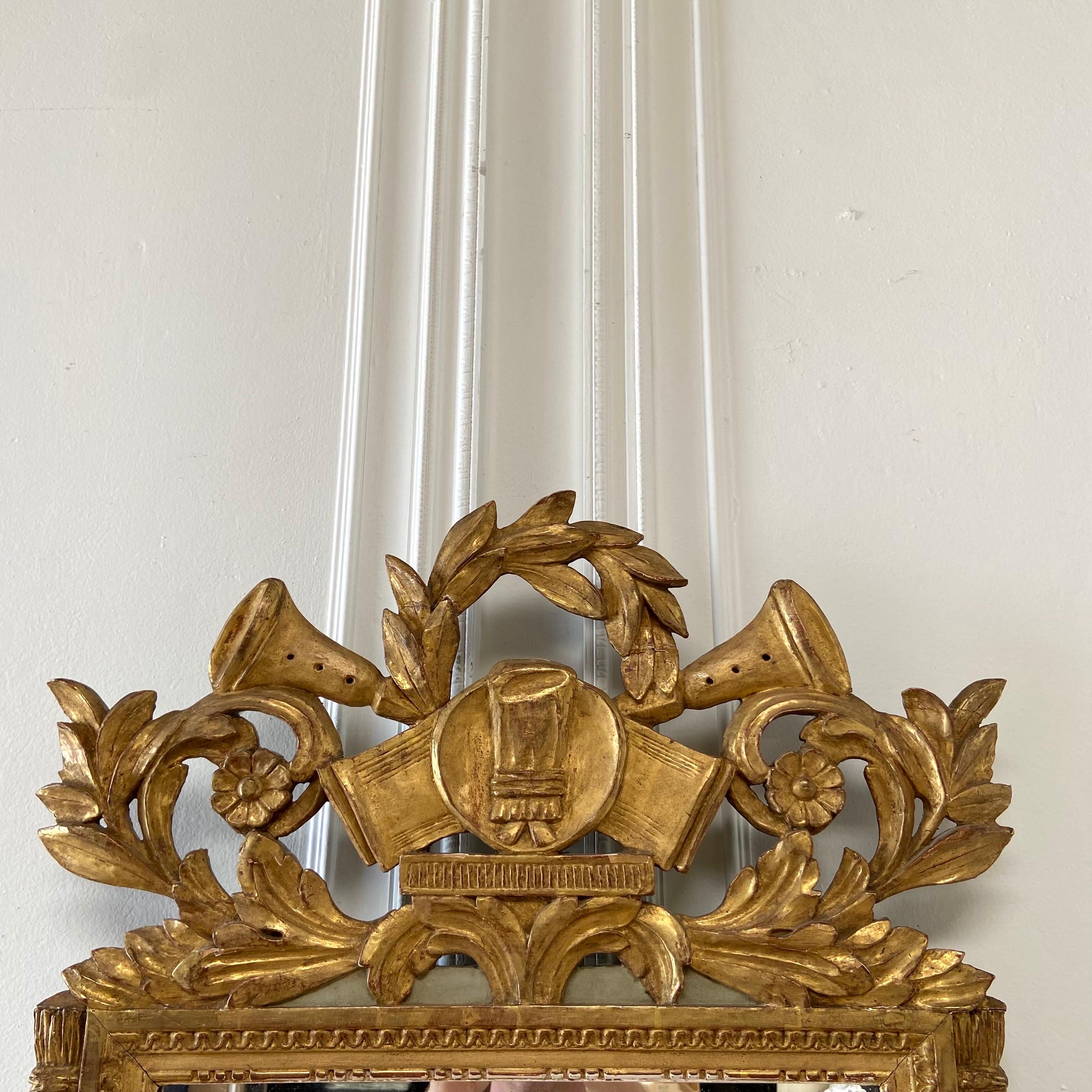 Neoclassical Antique Gilt Wood French Mirror  For Sale