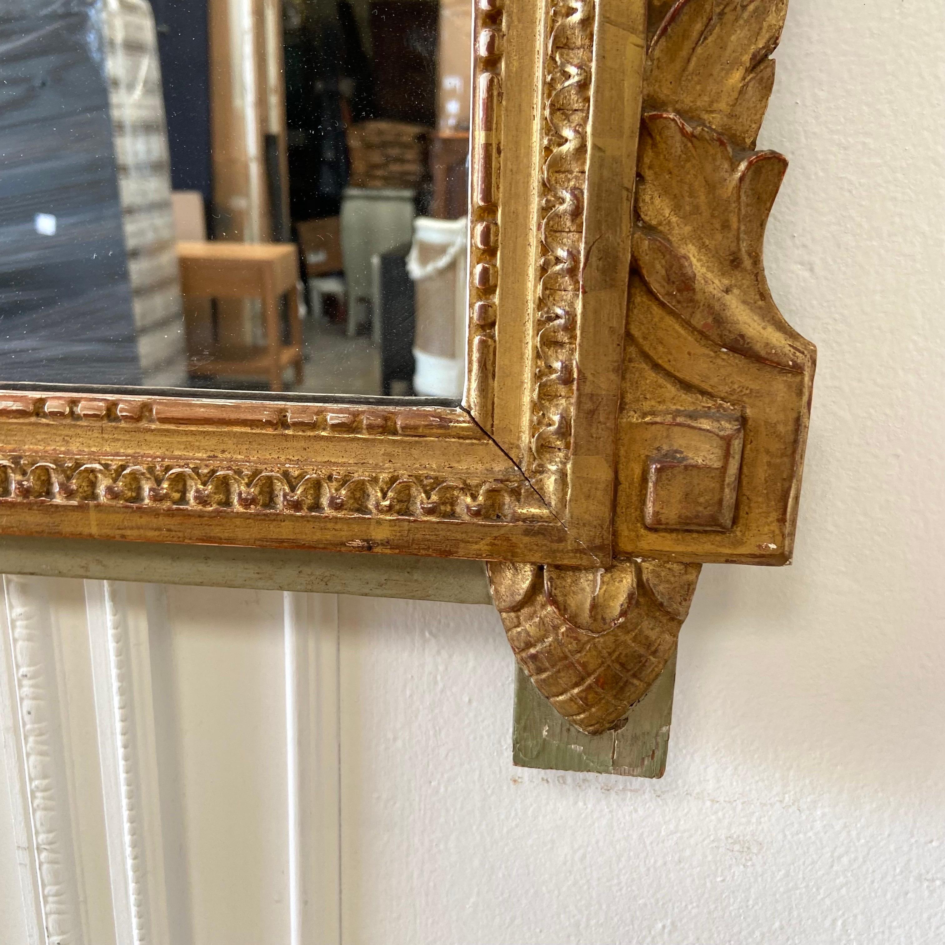 Antique Gilt Wood French Mirror  In Good Condition For Sale In Brea, CA
