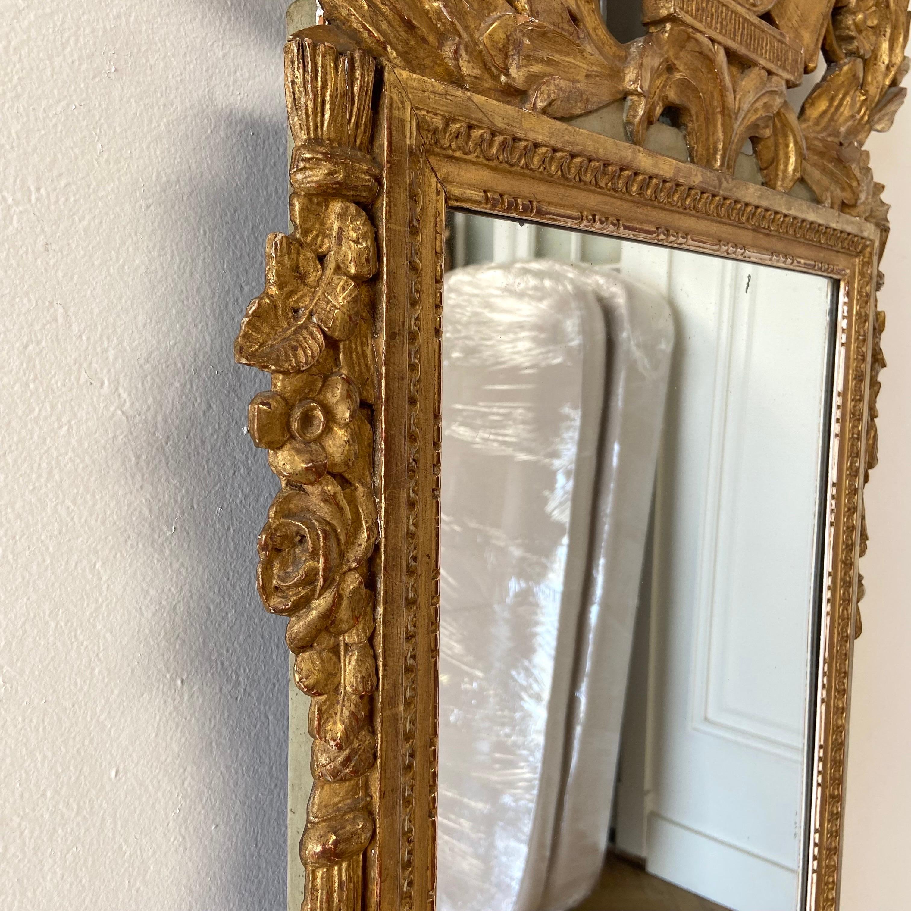 19th Century Antique Gilt Wood French Mirror  For Sale