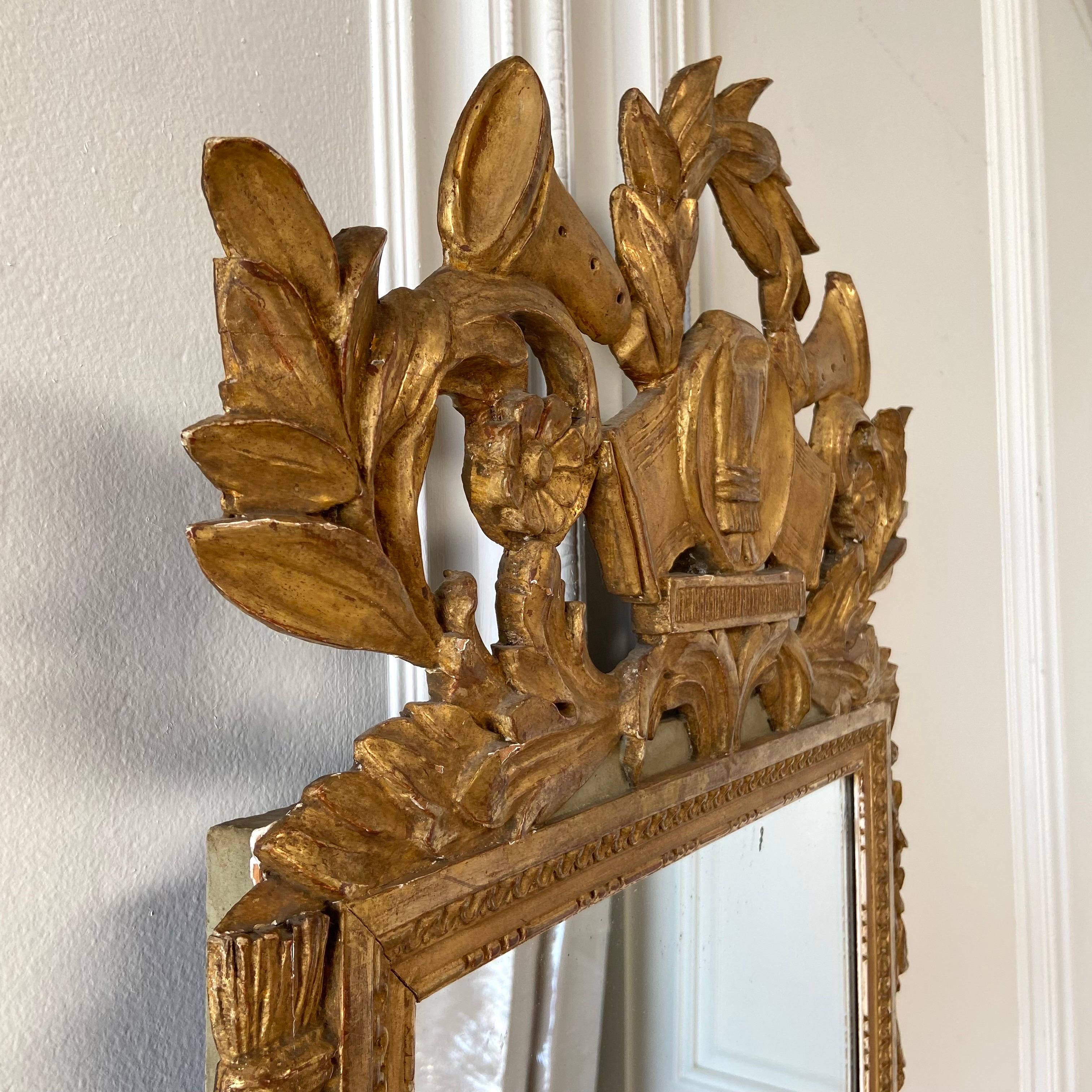 Giltwood Antique Gilt Wood French Mirror  For Sale