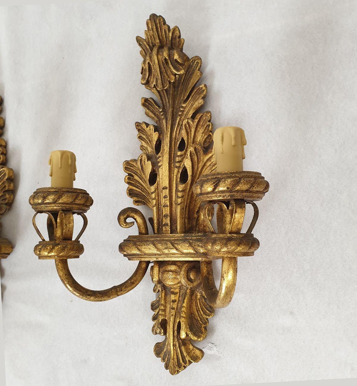 Early 20th Century Antique Gilt wood French sconces For Sale