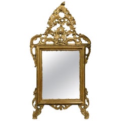 Antique Giltwood Mirror with Large Carved Molding, Italy, 1700