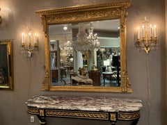 Antique gilt wood over mantel mirror
