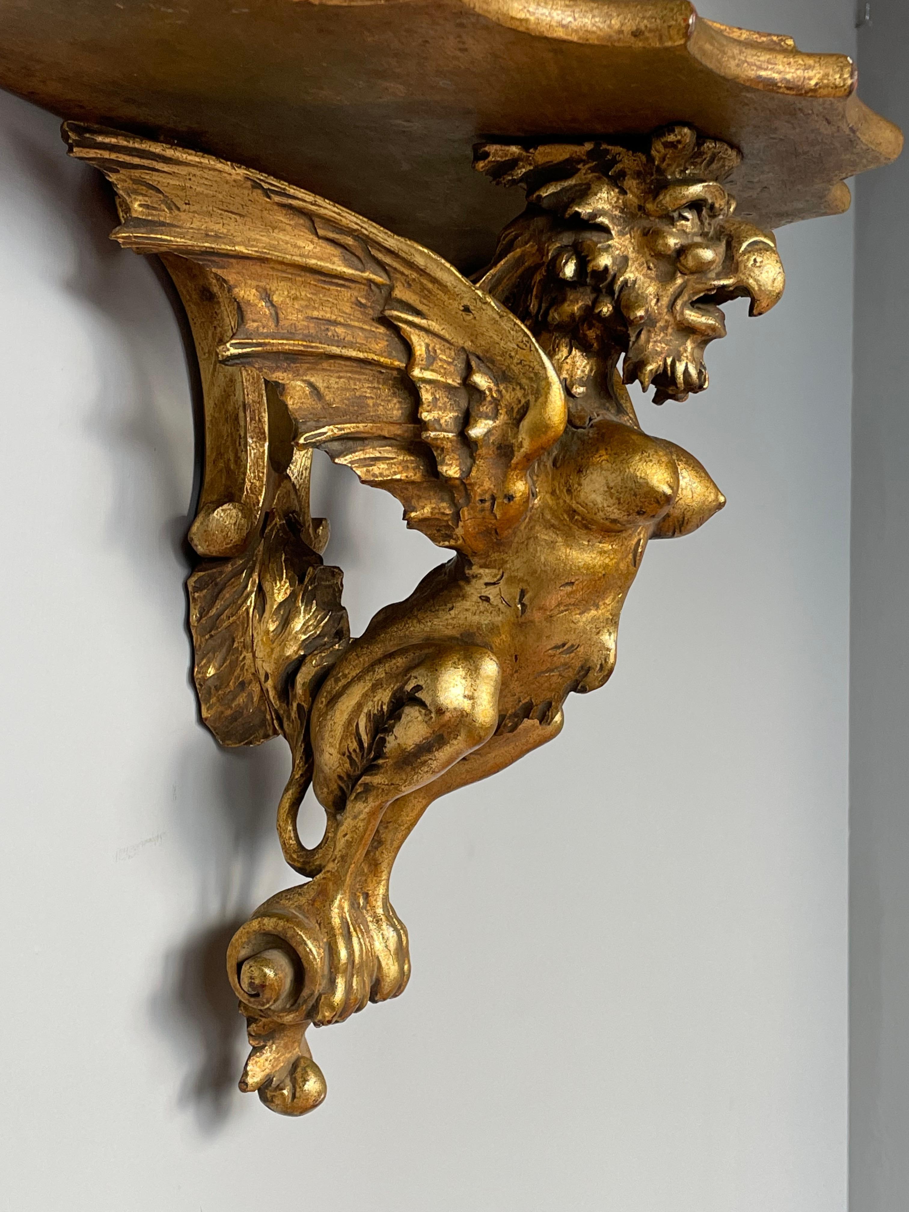 Stunning and amazingly hand carved, Gothic gargoyle bracket.

If you are a collector of rare and striking Gothic antiques then this bracket could be the perfect addition to your collection. This all handcrafted and marvellously hand carved antique