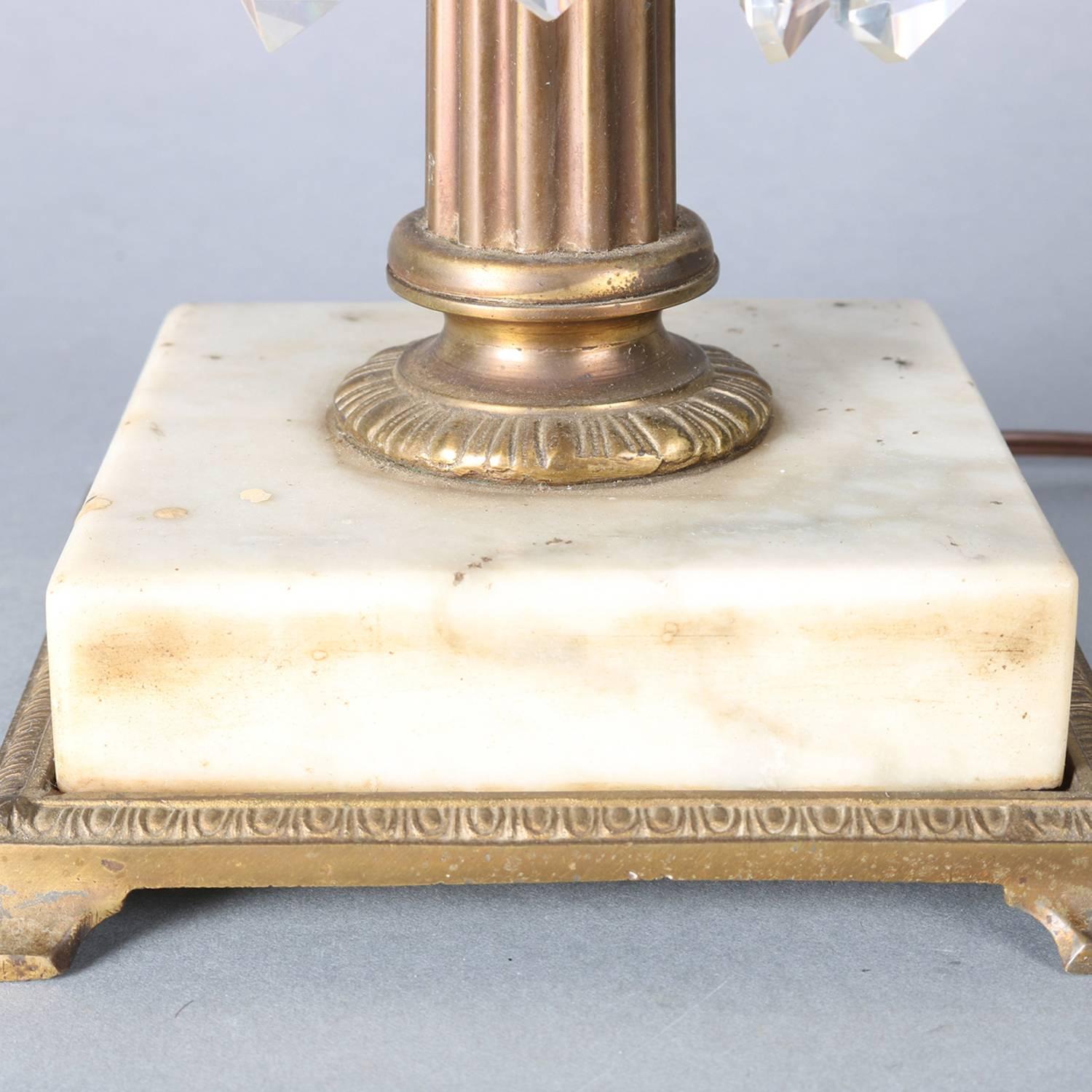 Antique Gilt, Marble and Crystal Electrified Solar Lamp, 19th Century 5