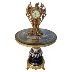 Antique Gilted Bronze Art Nouveau Floral Figural Mantel Clock