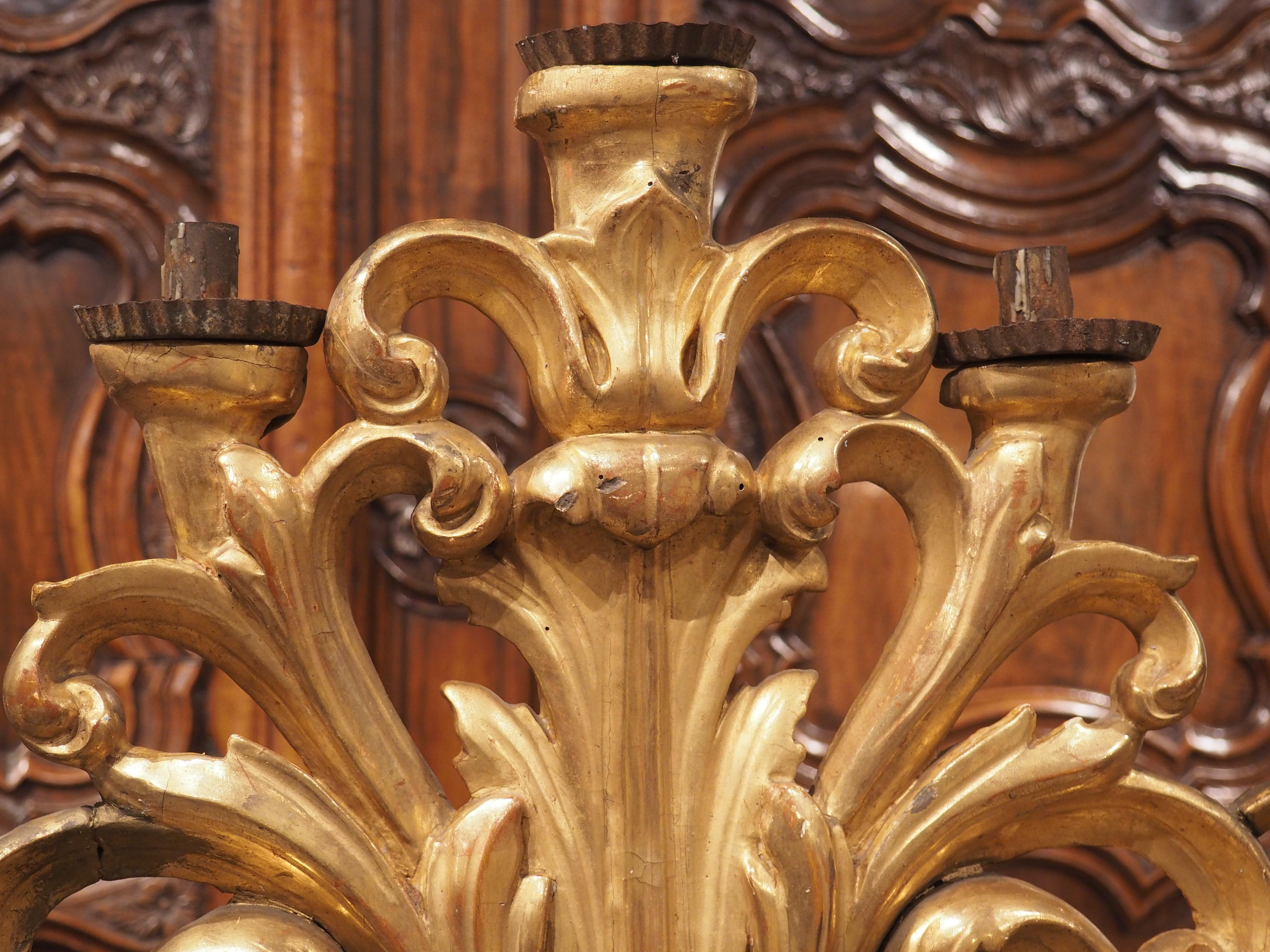 Antiker Altarkandelaber aus vergoldetem Holz aus der Toskana, um 1800 im Angebot 5