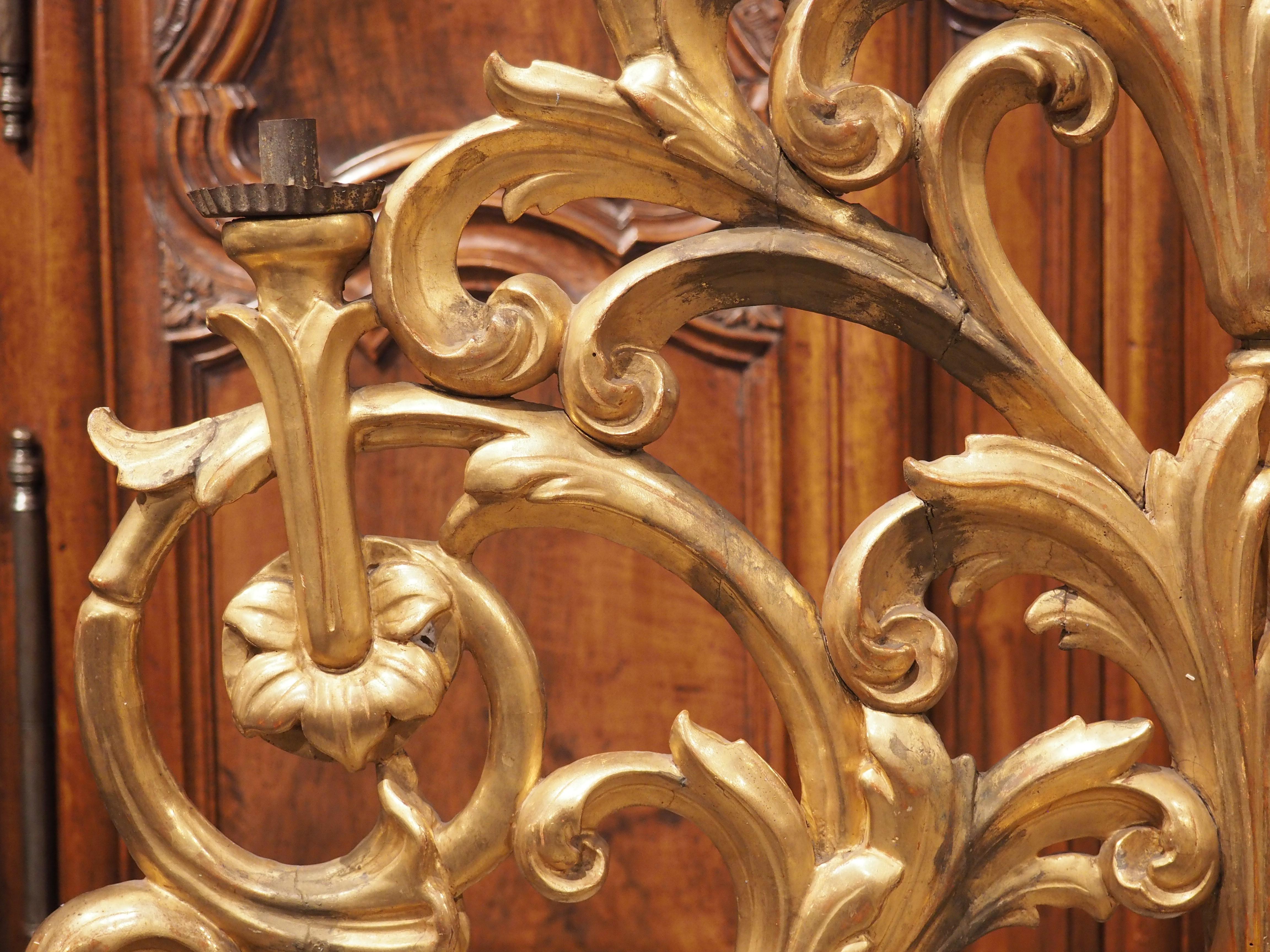 Antiker Altarkandelaber aus vergoldetem Holz aus der Toskana, um 1800 im Angebot 2