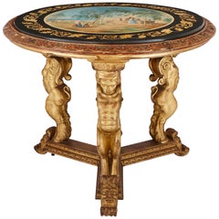 Antique Giltwood and Scagliola Circular Table, after Della Valle Brothers