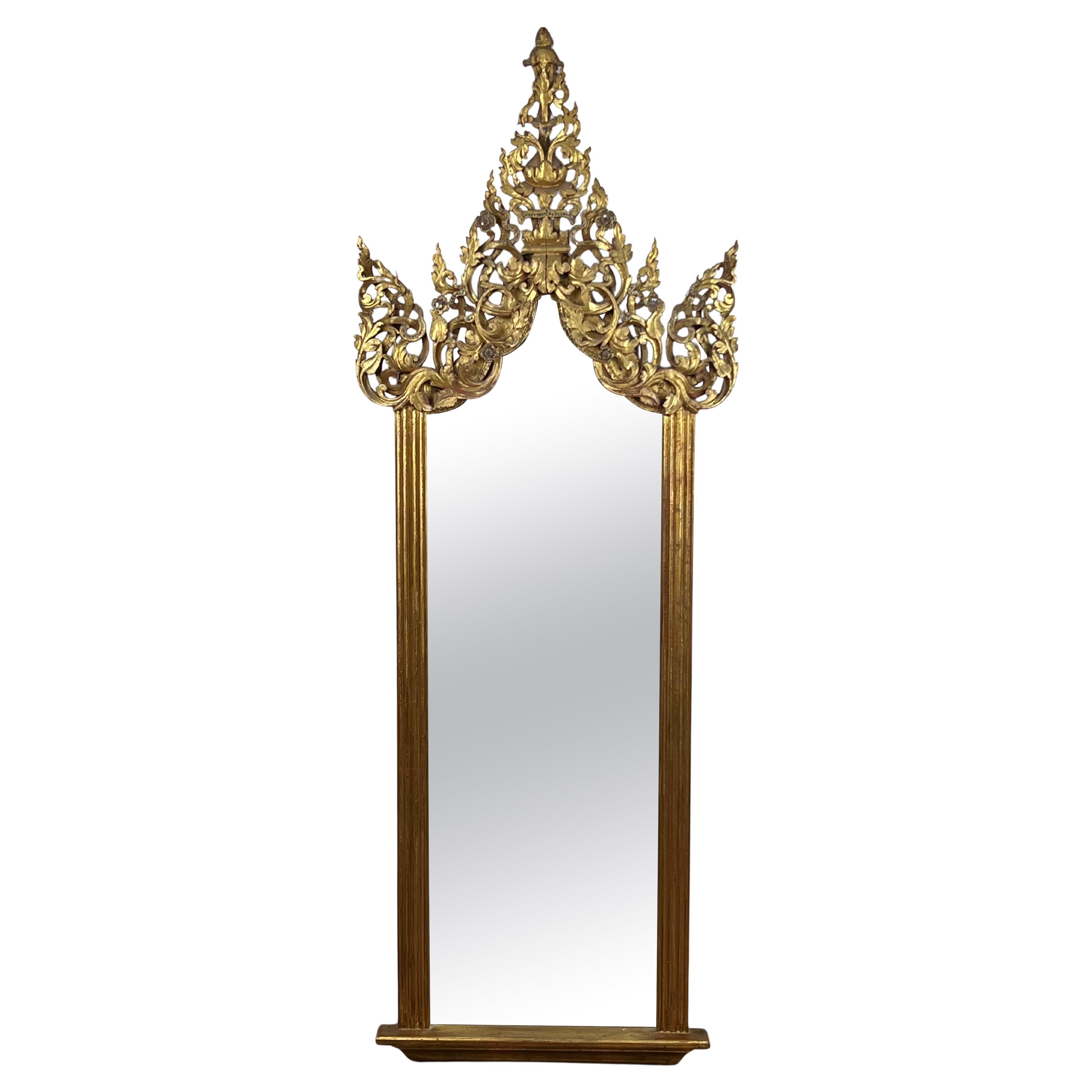 Antique Giltwood Burmese Shrine Mirror c. C.C.