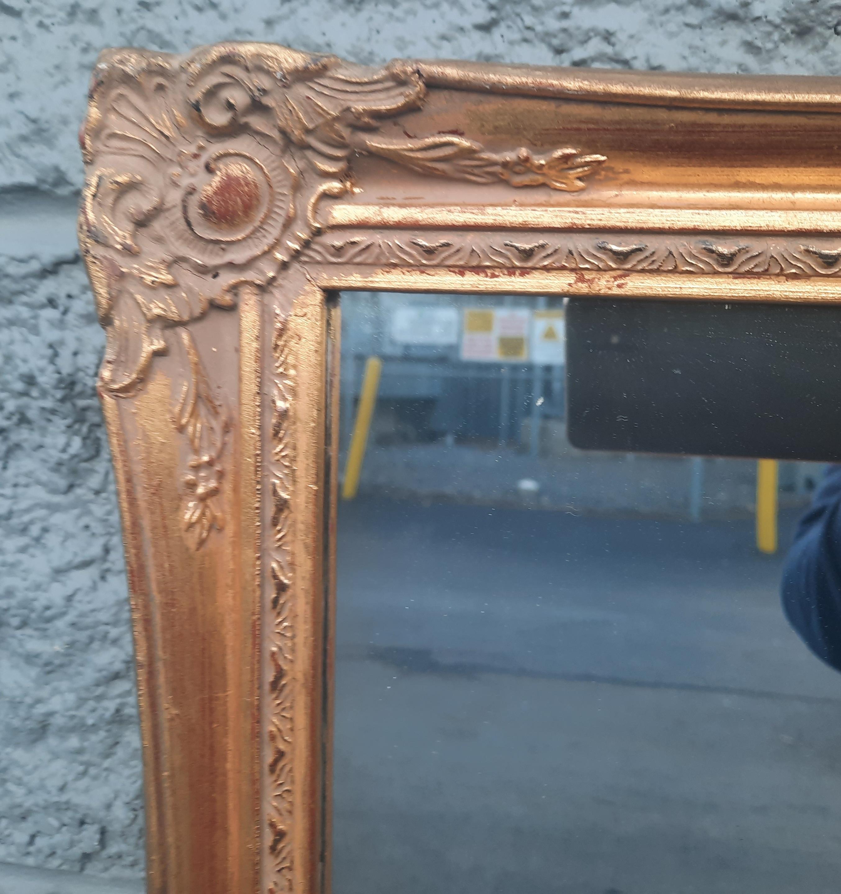 Louis XVI Antique Giltwood Carved Frame French Mirror For Sale