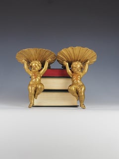 Antique Giltwood Cherub and Clamshell Wall Shelves (Pair)