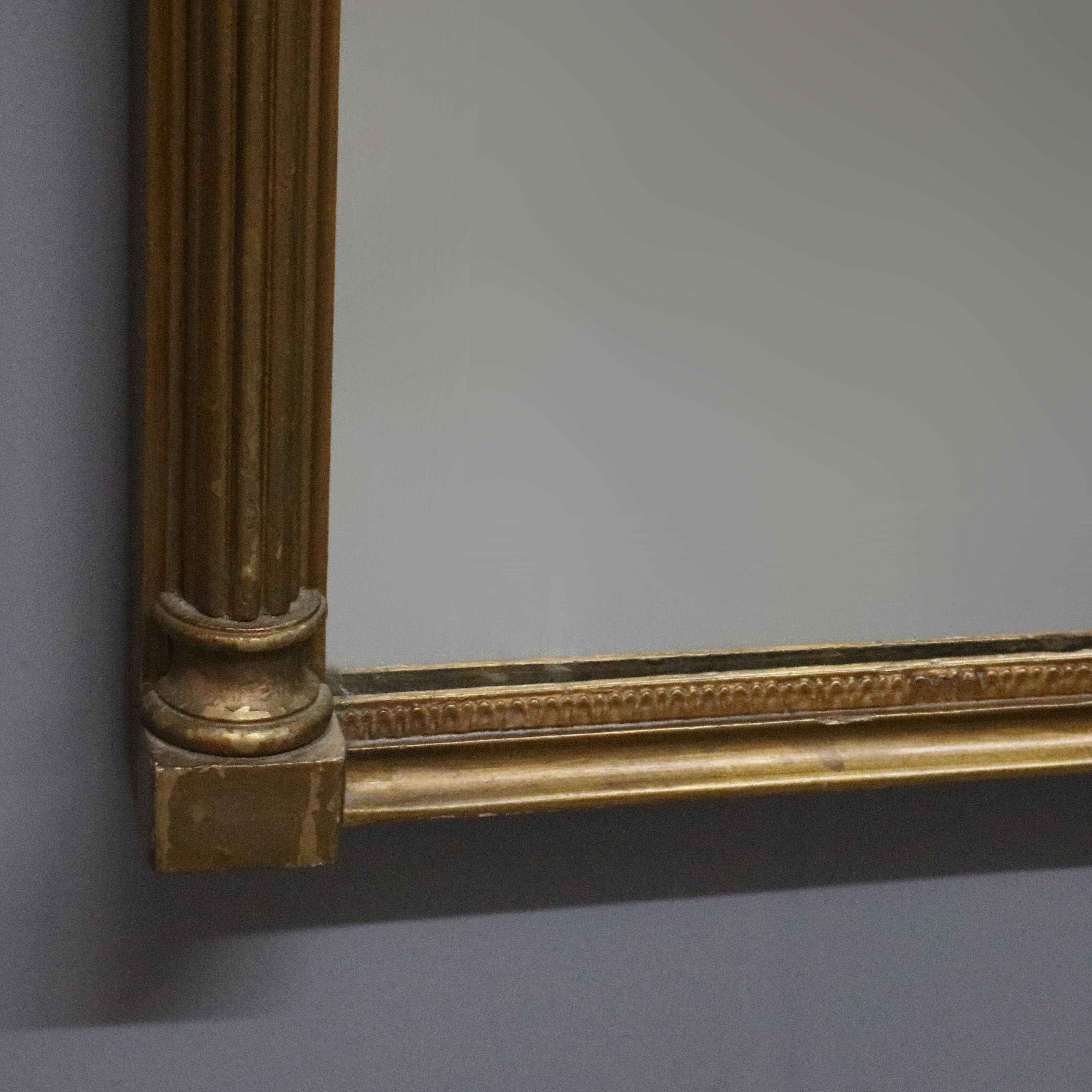 Antique Giltwood Eglomise Wall Mirror, Reverse Painted Countryside Church, c1890 For Sale 2