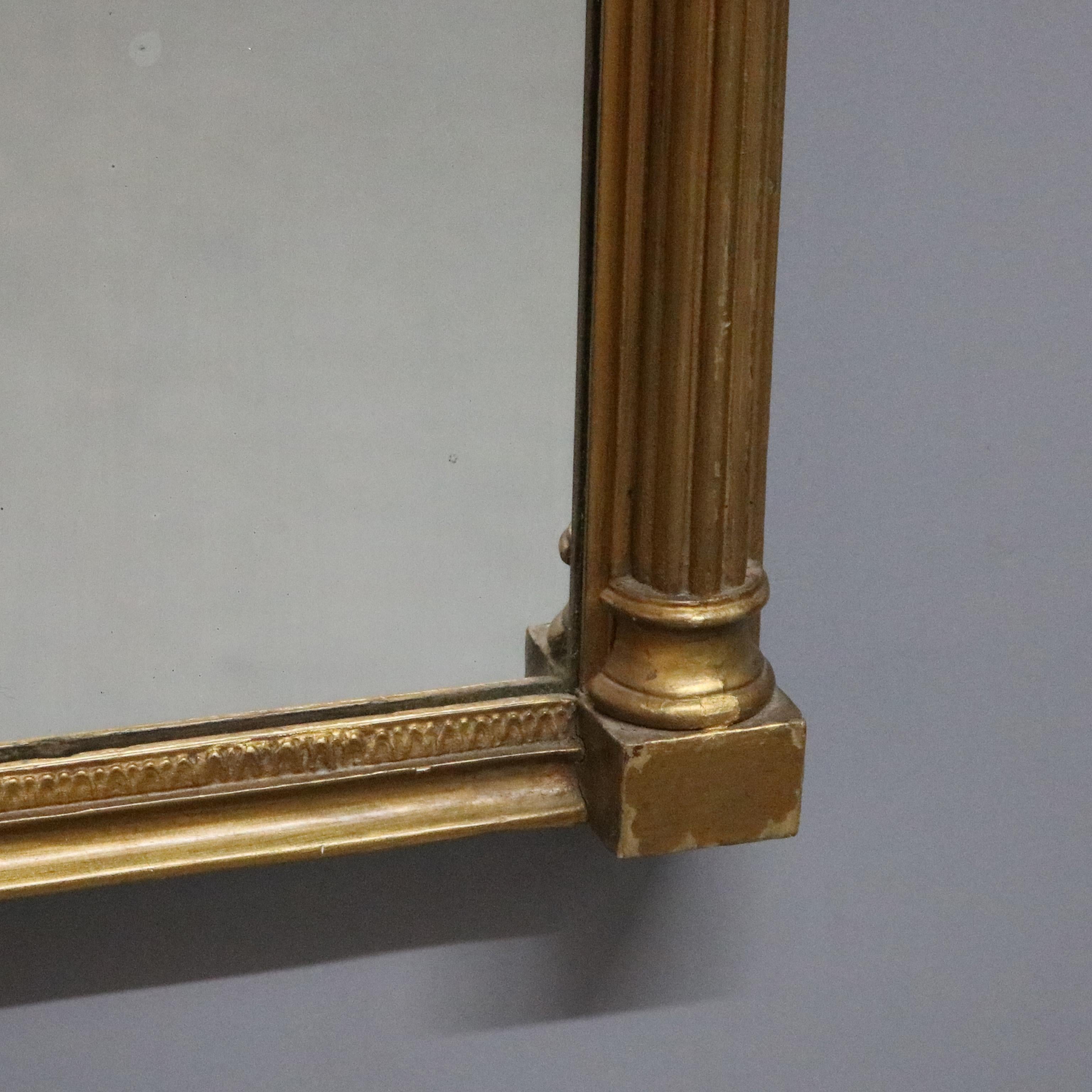 Antique Giltwood Eglomise Wall Mirror, Reverse Painted Countryside Church, c1890 For Sale 3
