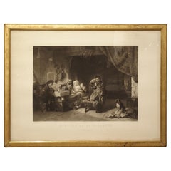 Lithographie française ancienne encadrée de bois doré de 1866