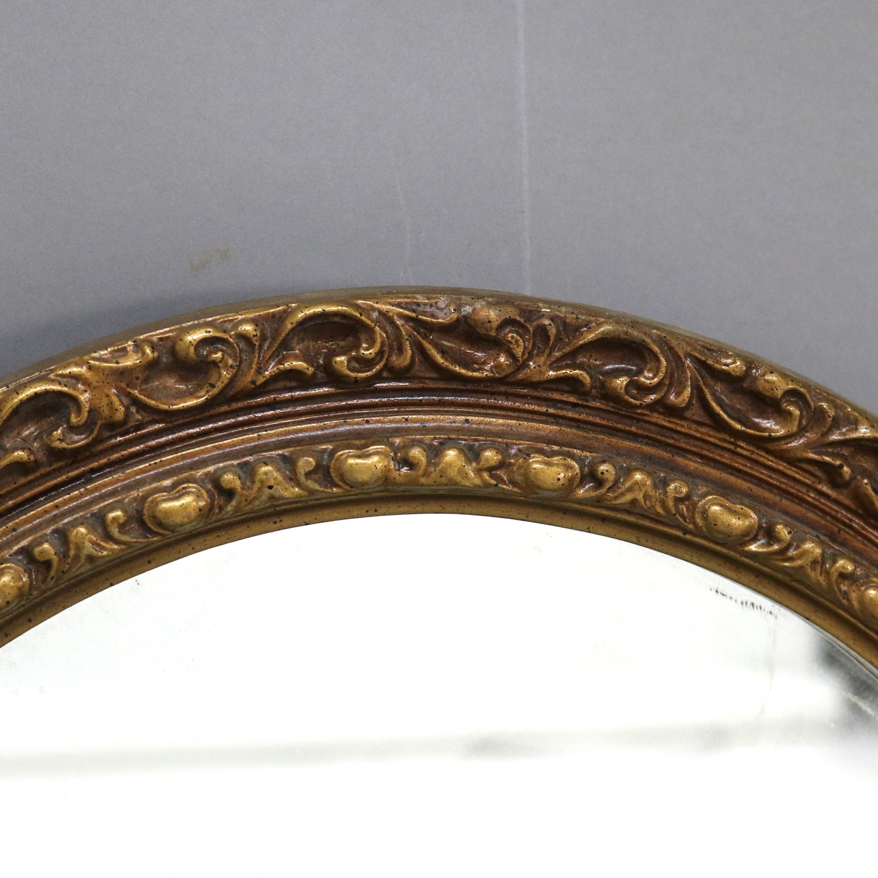 Antique Mirror ovale da parete con cornice in legno d'orato C1930

Misure: 23