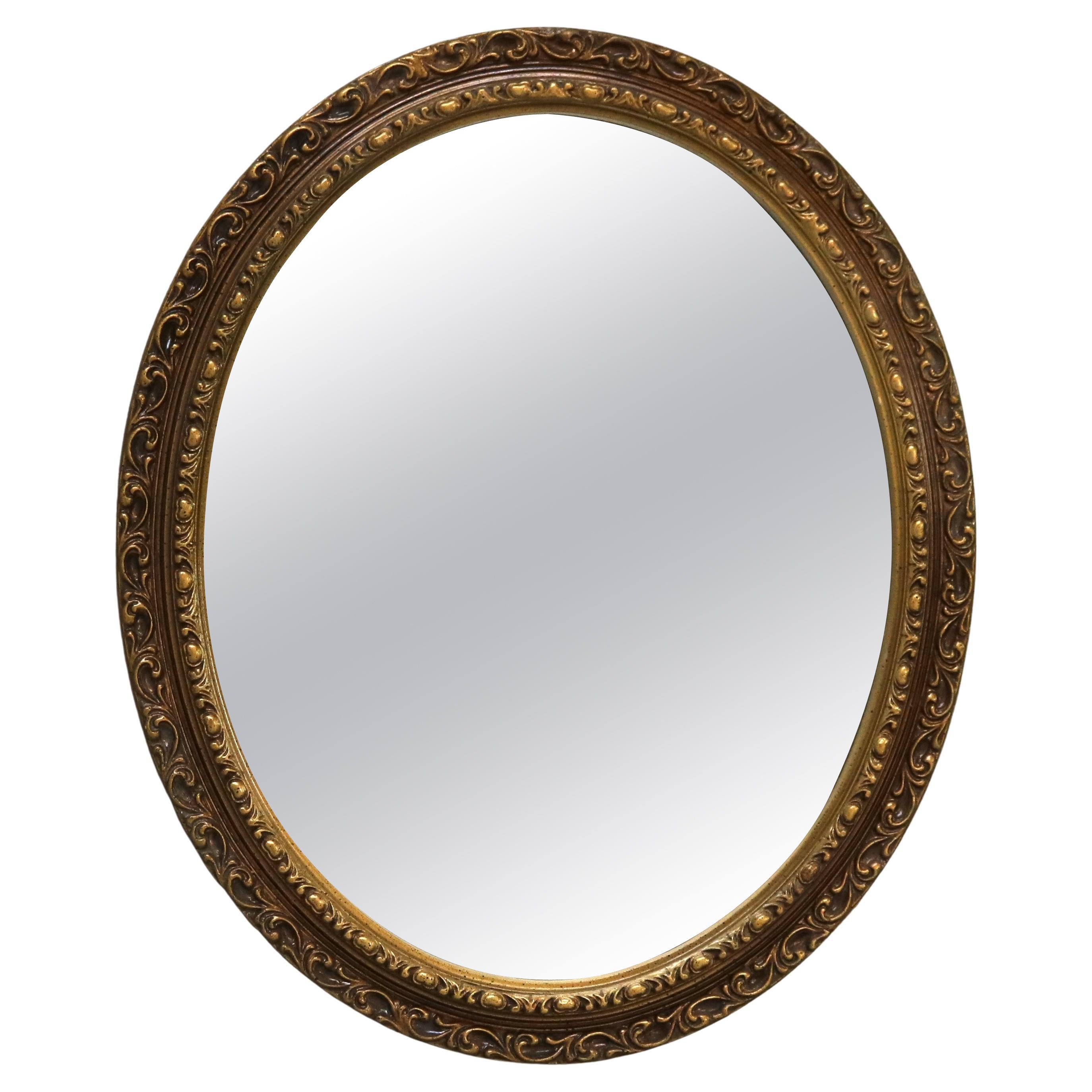 Antique Giltwood Framed Oval Wall Mirror C1930
