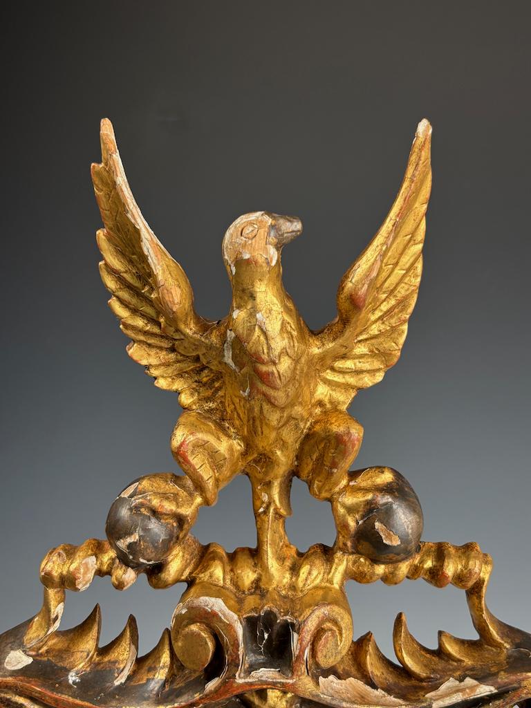 Antique Giltwood & Gesso Coat of Arms with Eagle – Hand-Carved Decorative Crest For Sale 14