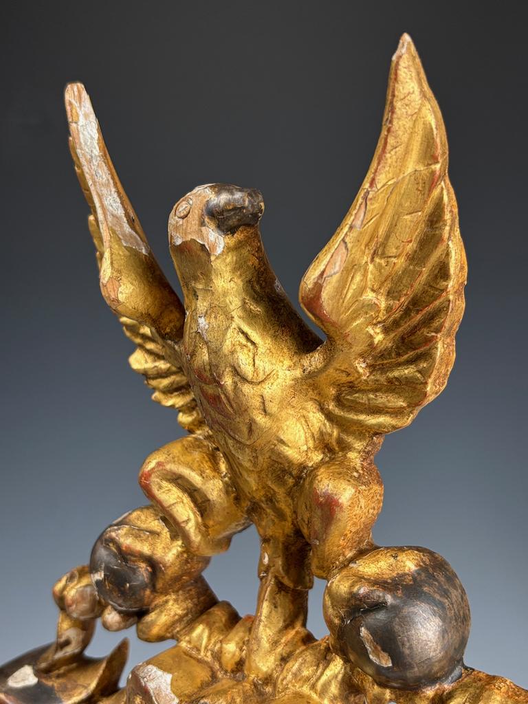 Antique Giltwood & Gesso Coat of Arms with Eagle – Hand-Carved Decorative Crest For Sale 5