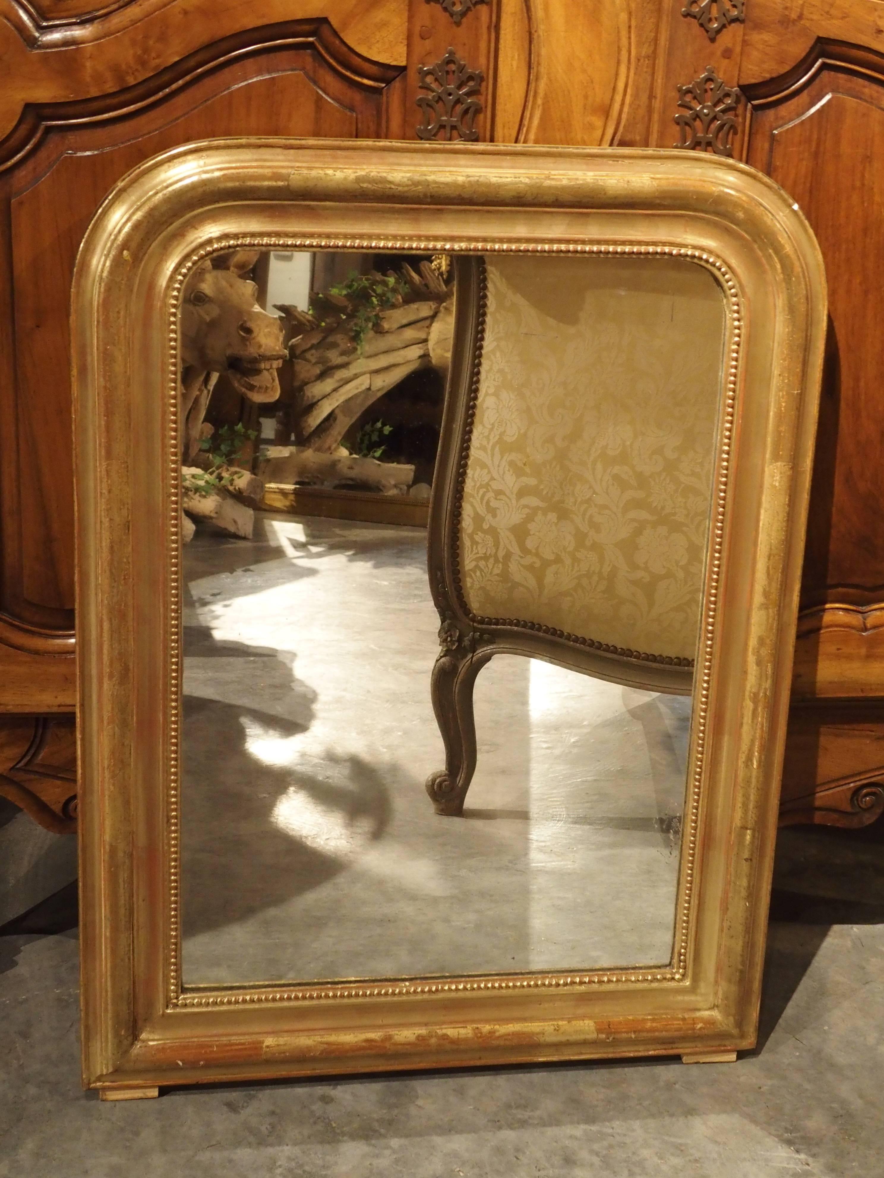 19th Century Antique Giltwood Louis Philippe Mirror from France