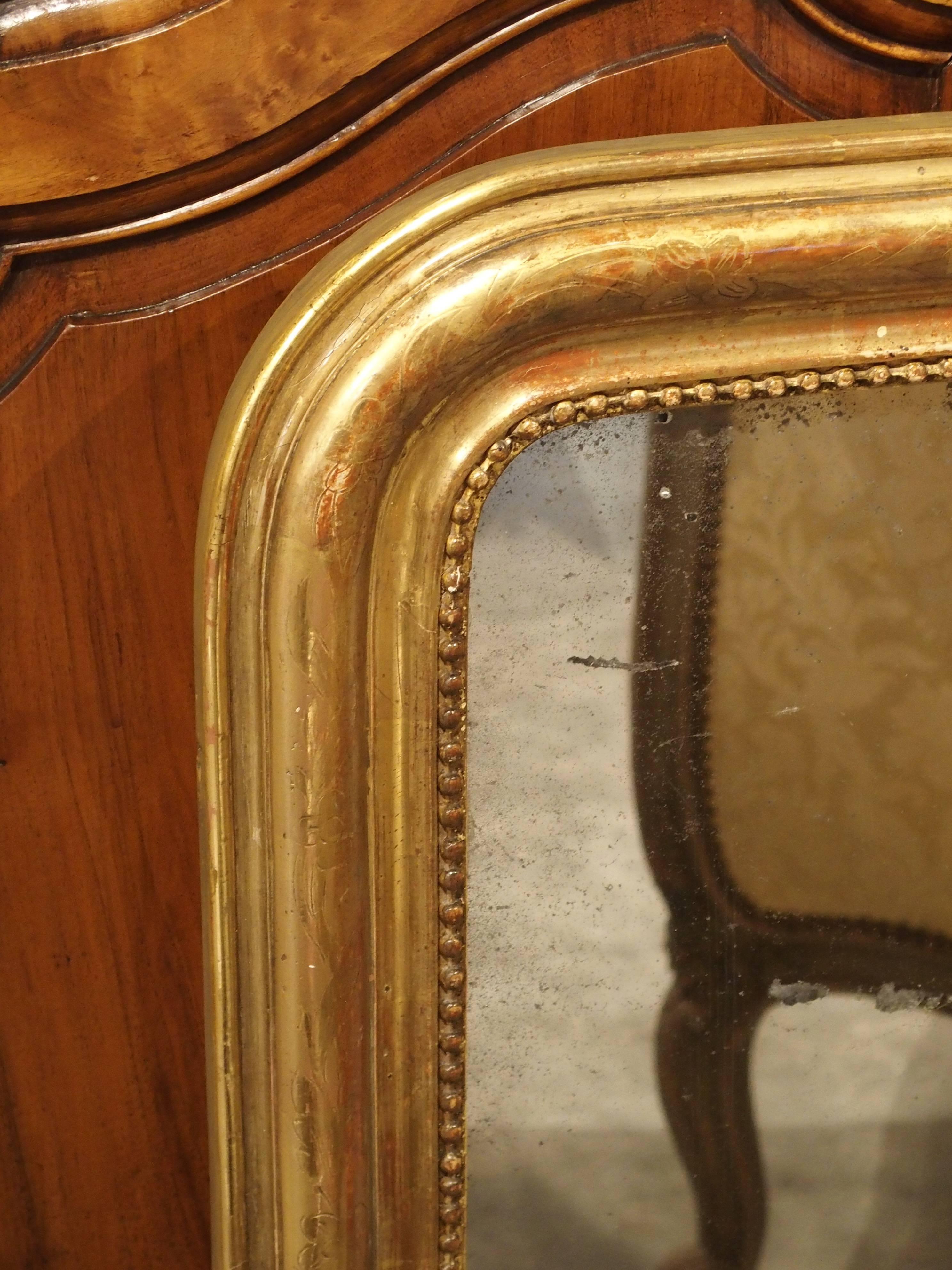 19th Century Antique Giltwood Louis Philippe Mirror from France