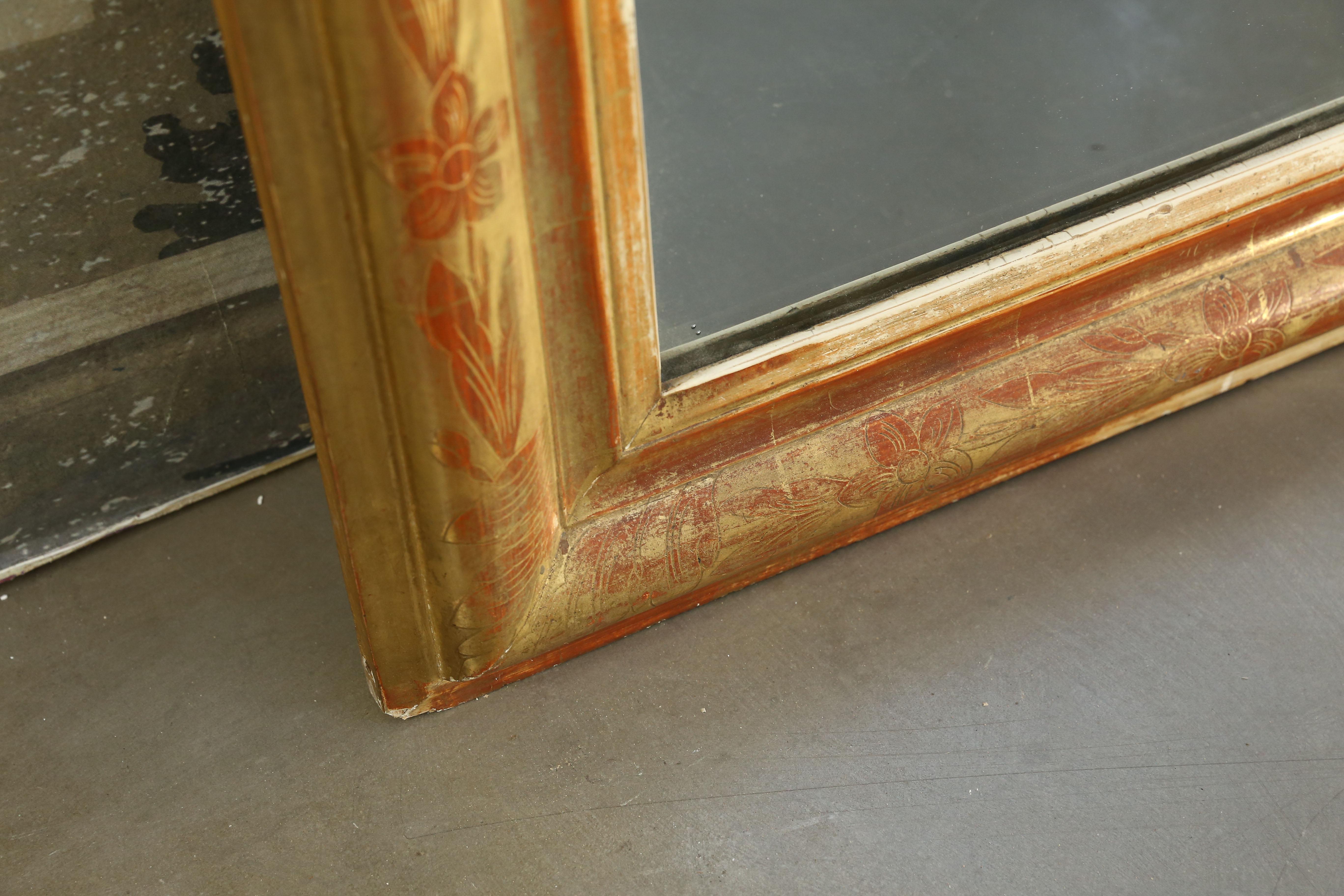 19th Century Antique Giltwood Louis Philippe Mirror from France