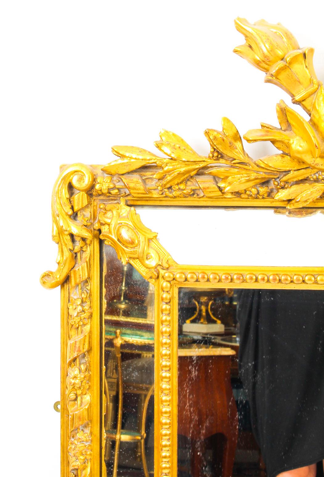 Antique Giltwood Louis Revival Overmantel Cushion Mirror, 19th Century In Good Condition In London, GB