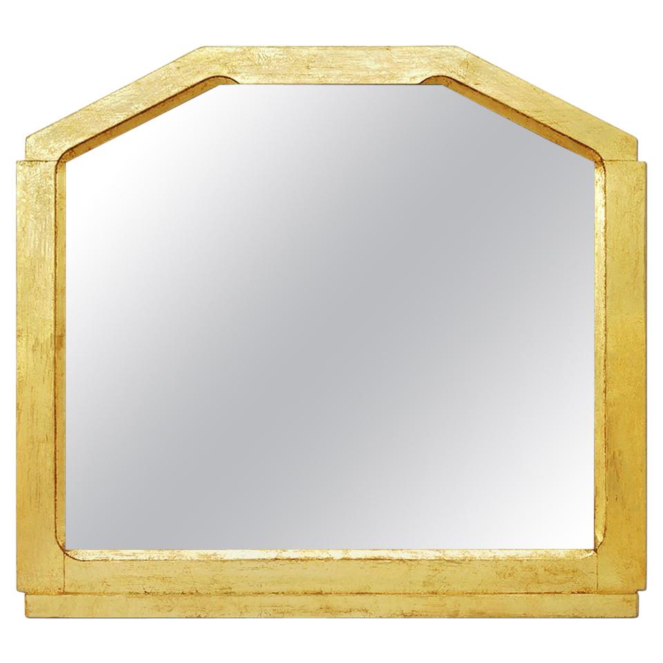 Antique Giltwood Mirror Geometric Shape, circa 1950