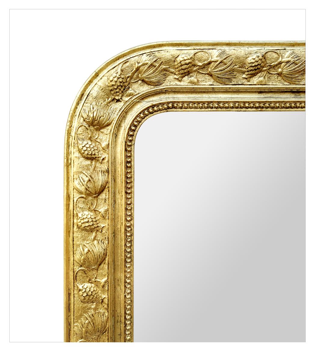 French Antique Giltwood Mirror Louis-Philippe Style, circa 1930 For Sale