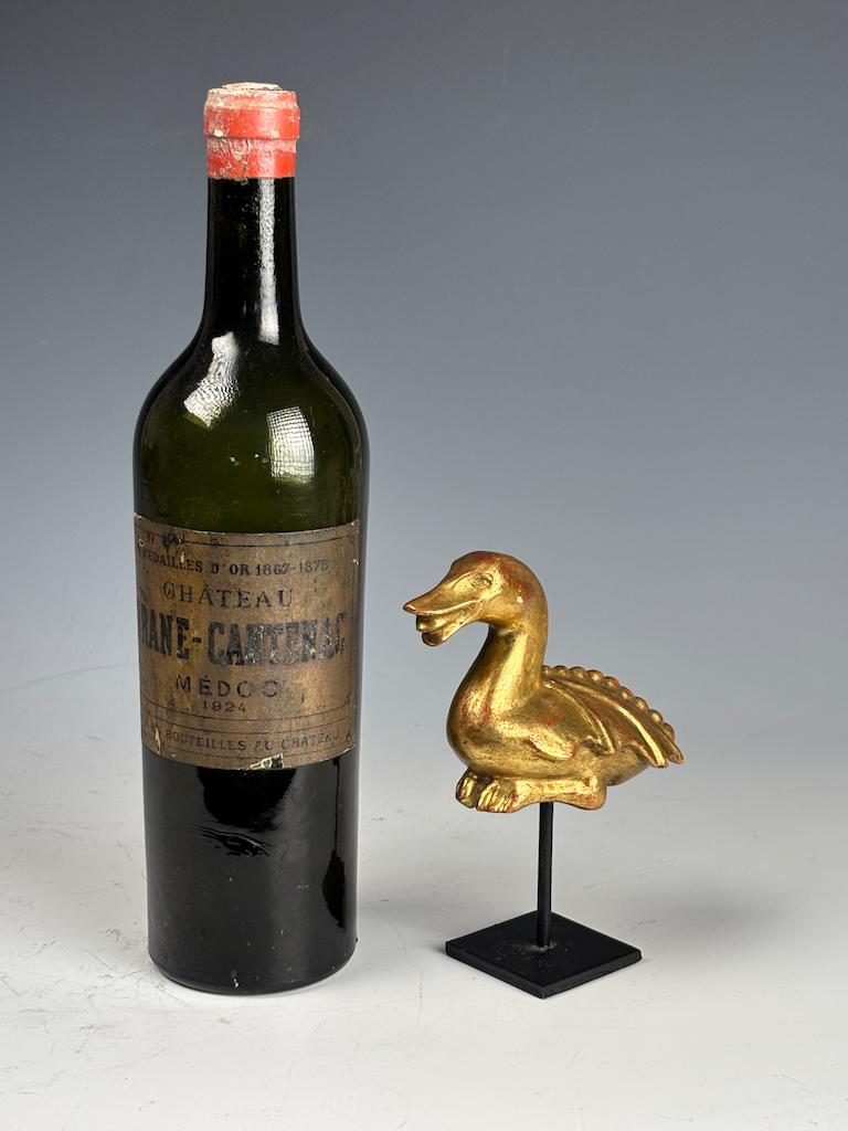 Antique Giltwood Mythical Duck Sculpture – Decorative Folk Art Figurine In Good Condition For Sale In Lincoln, GB