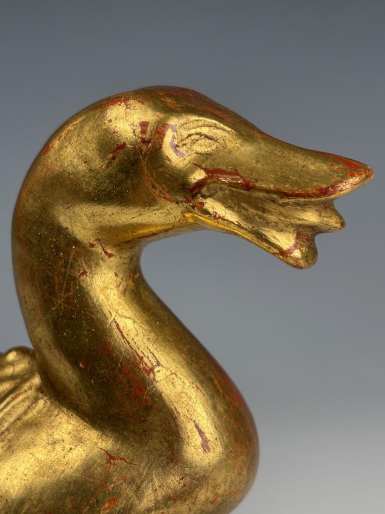 Antique Giltwood Mythical Duck Sculpture – Decorative Folk Art Figurine For Sale 1