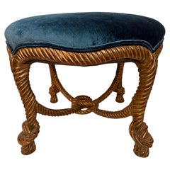 Antique Giltwood Napoleon 111 Style Rope and Tassel French Stool