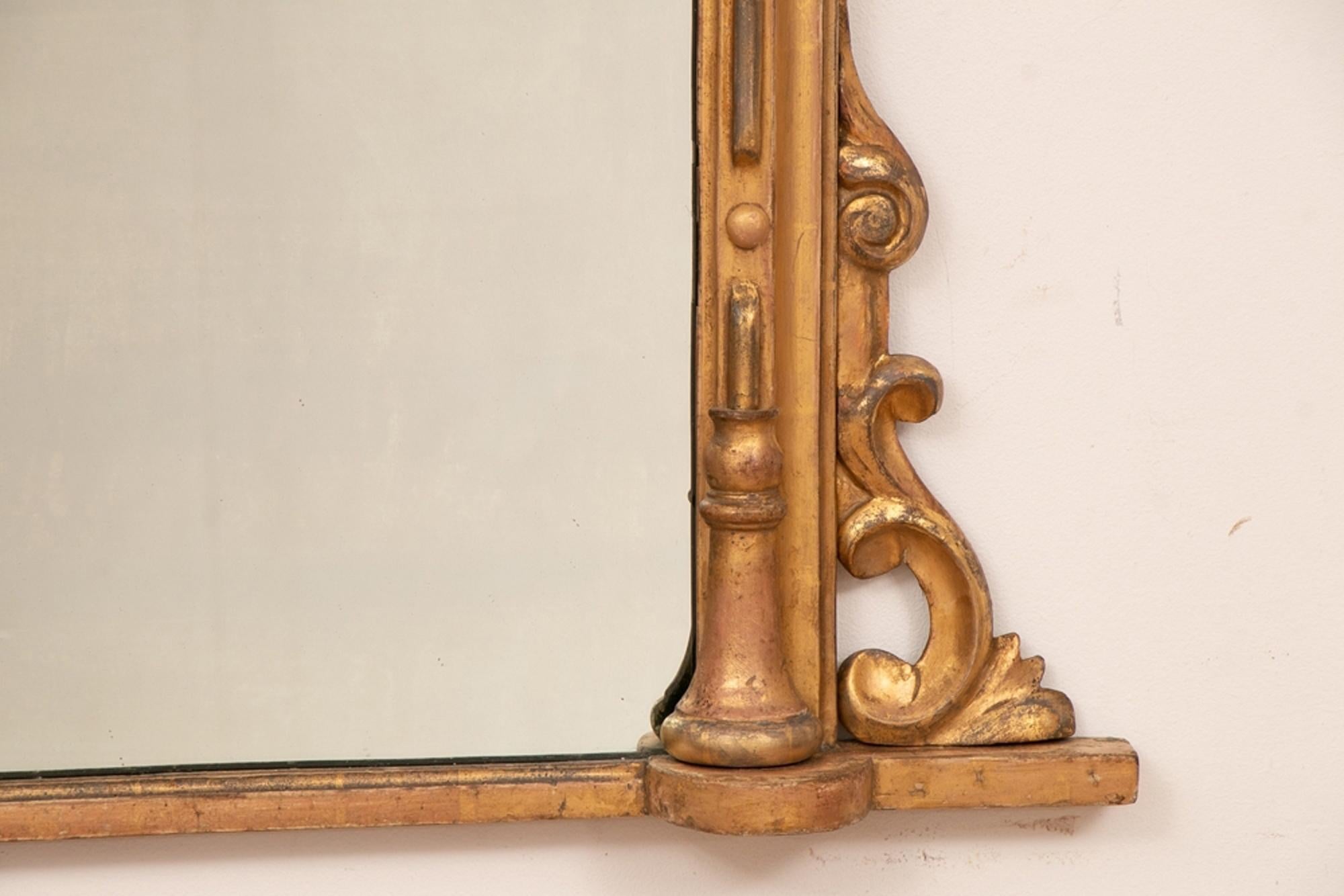 English Antique Giltwood Overmantle Mirror