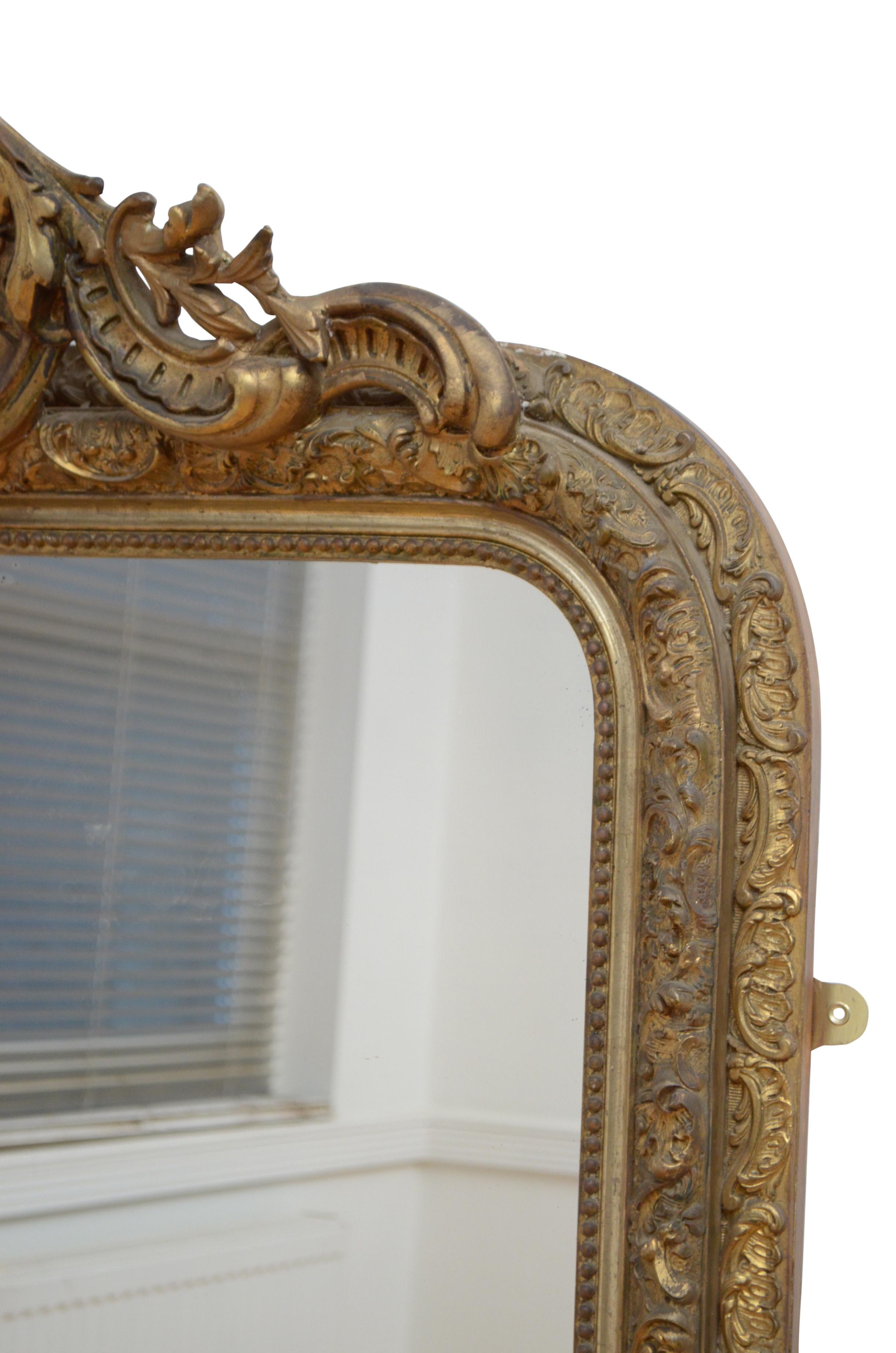 19th Century Antique Giltwood Pier Mirror For Sale