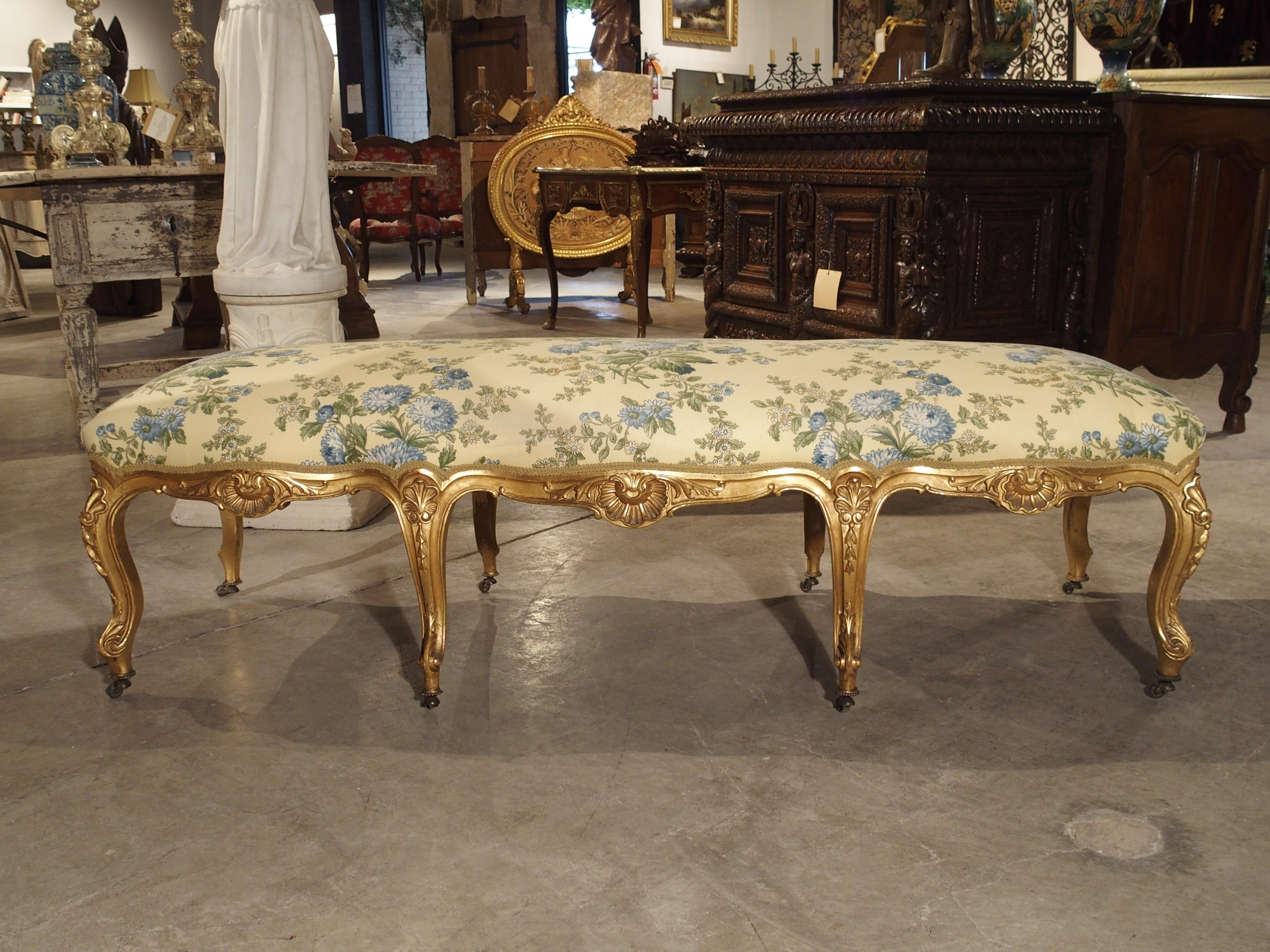 Antique Giltwood Regence Style Banquette from France, 19th Century 3