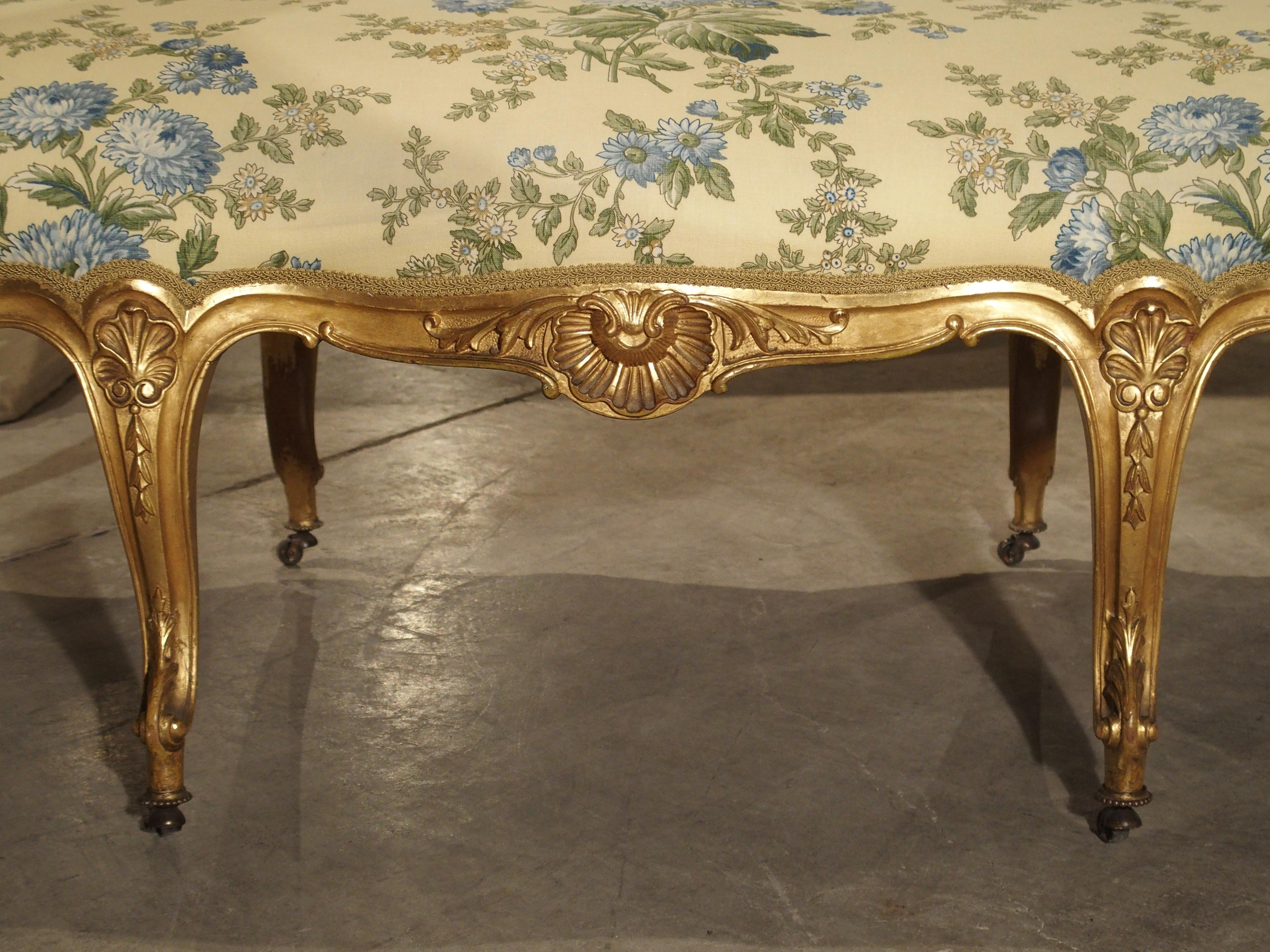 Antique Giltwood Regence Style Banquette from France, 19th Century 4