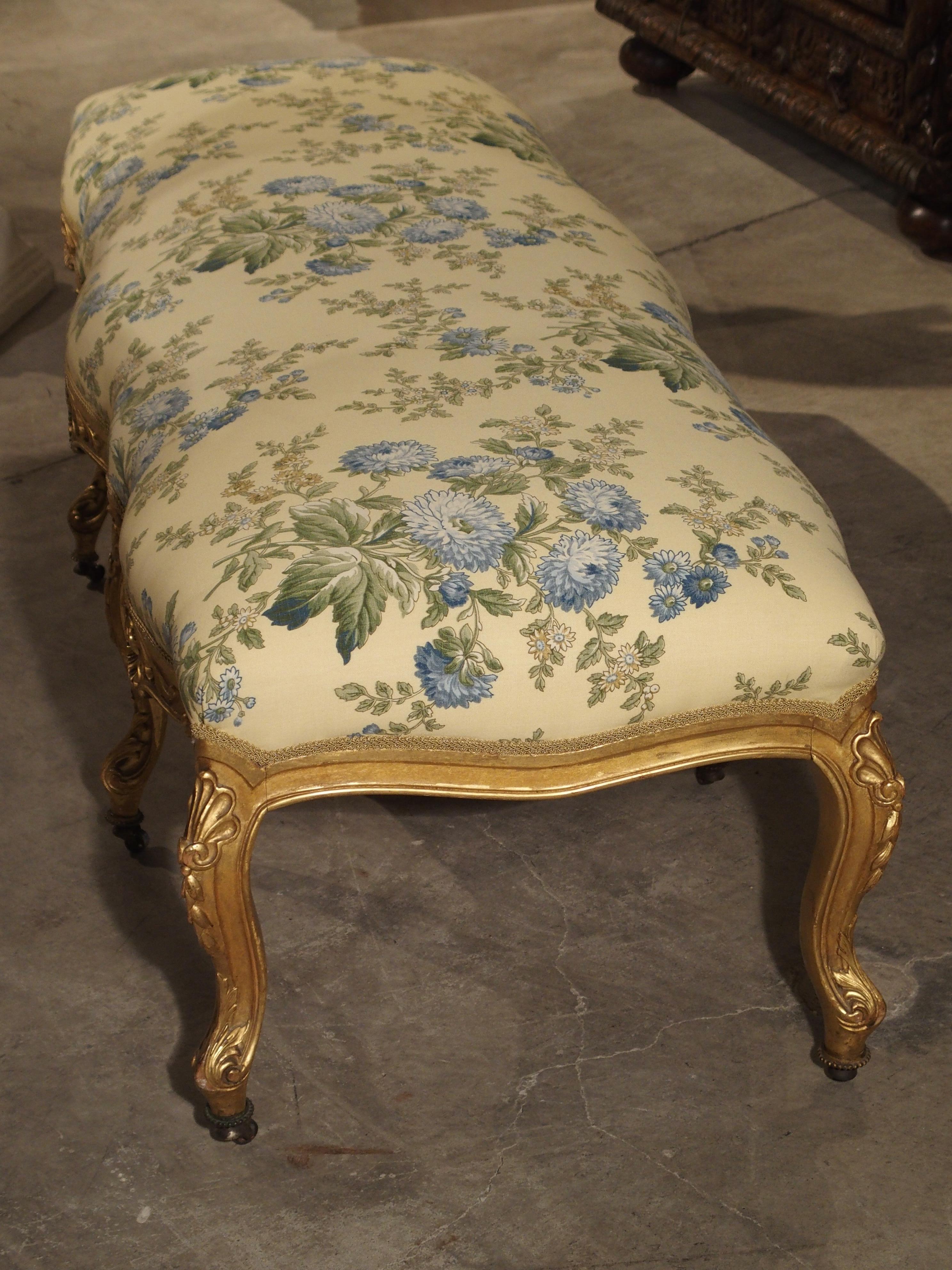 Antique Giltwood Regence Style Banquette from France, 19th Century 6