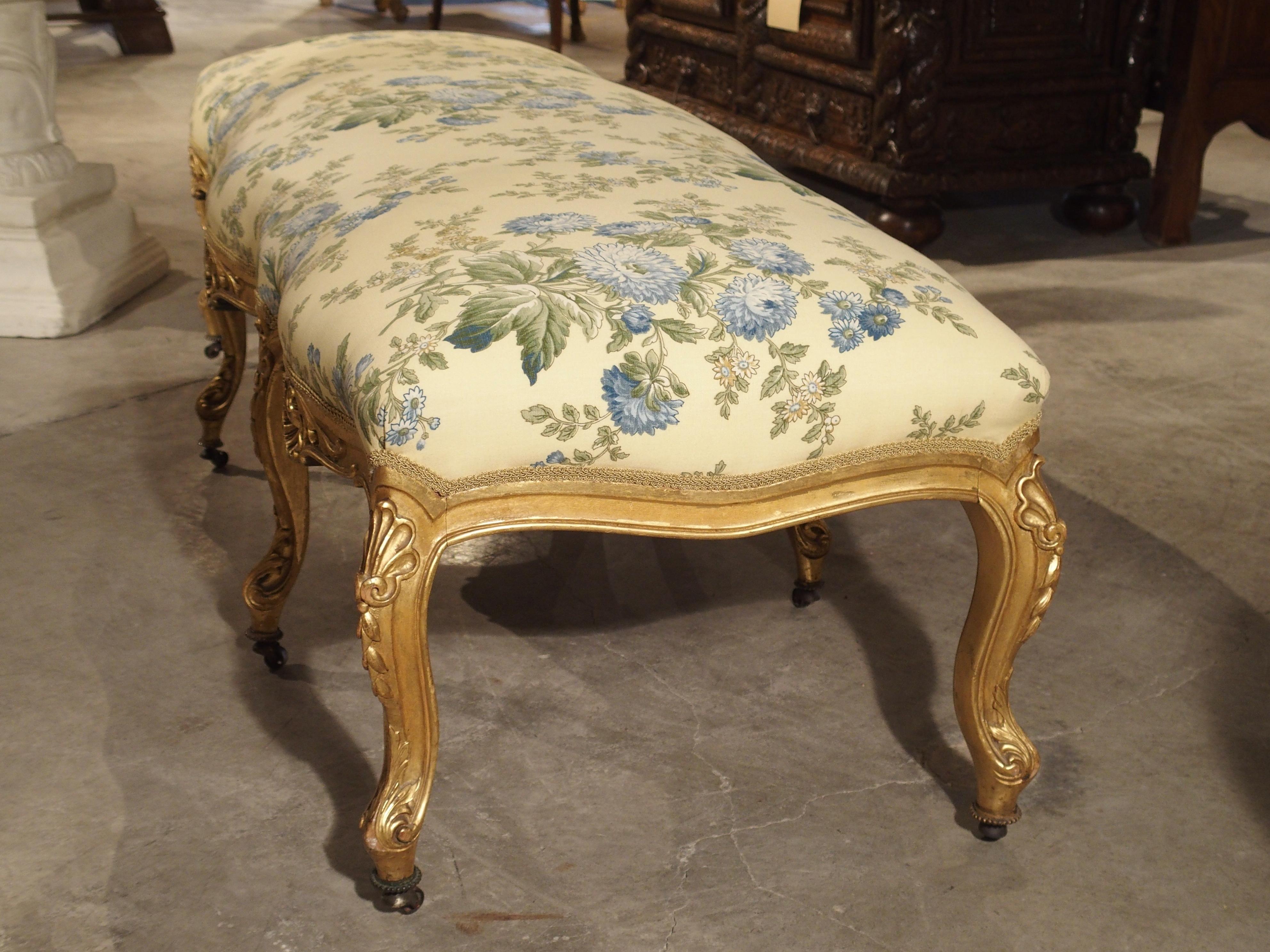 Antique Giltwood Regence Style Banquette from France, 19th Century 7