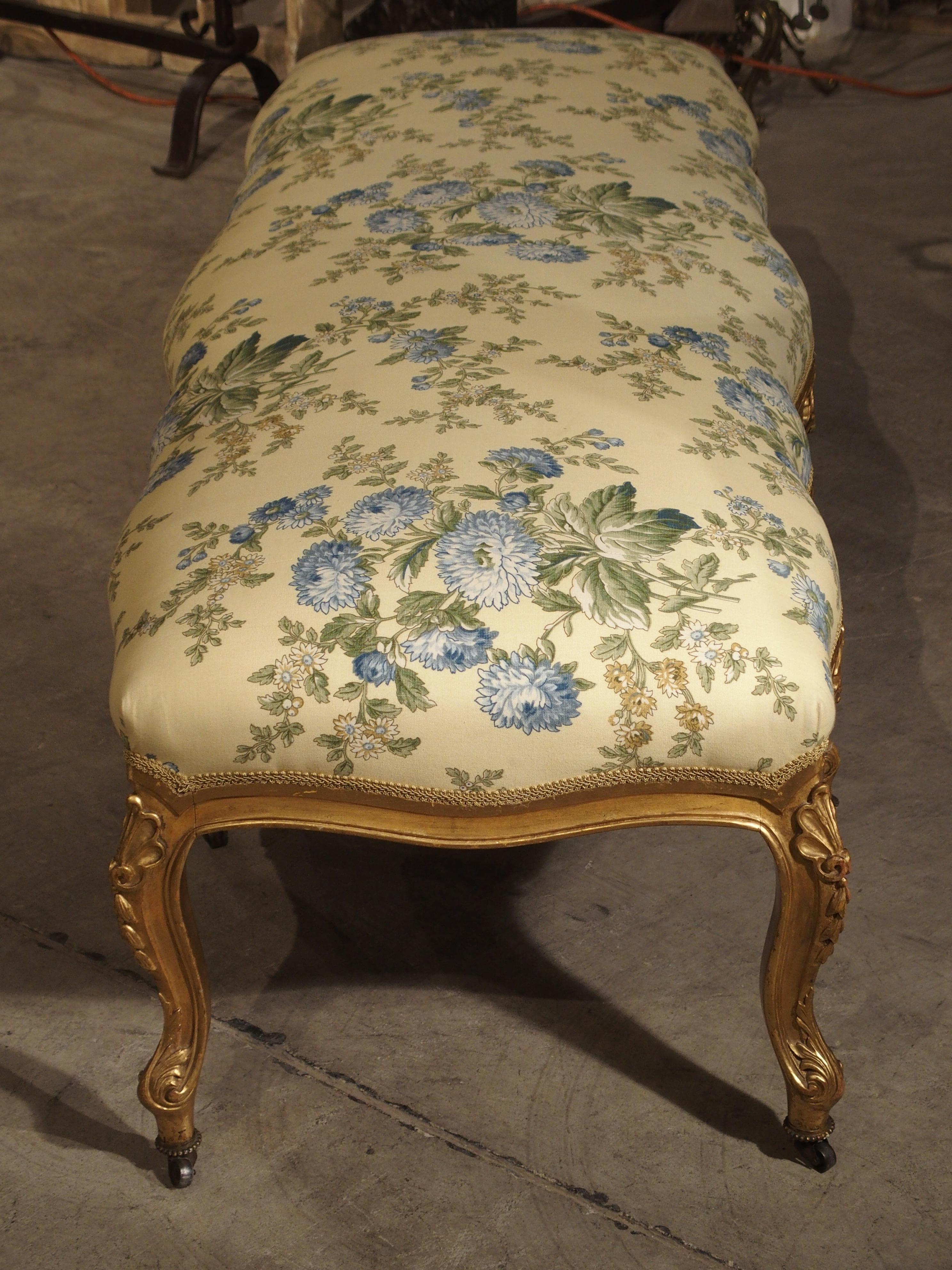 Fabric Antique Giltwood Regence Style Banquette from France, 19th Century