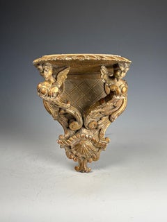19th Century Antique Giltwood Wall Bracket with Griffins