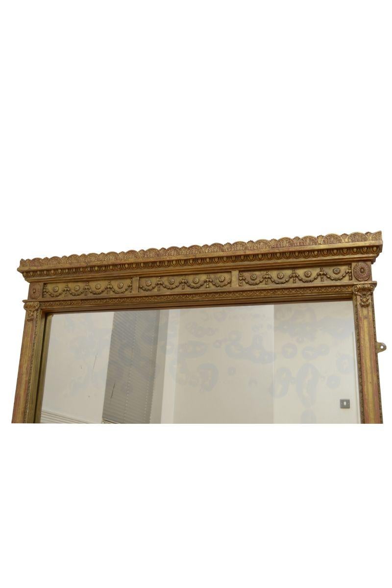 19th Century Antique Giltwood Wall Mirror H130cm For Sale