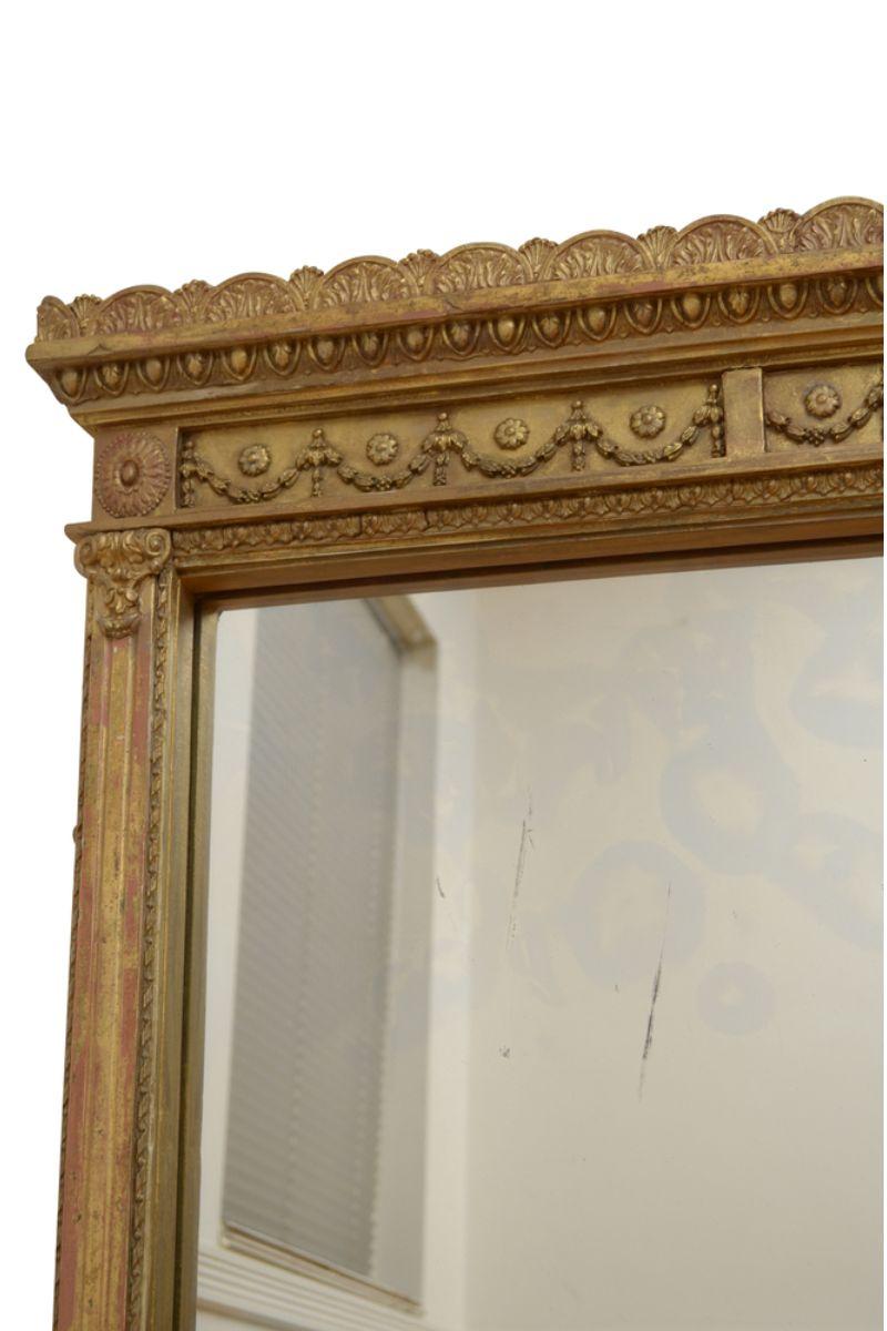 Antique Giltwood Wall Mirror H130cm For Sale 1