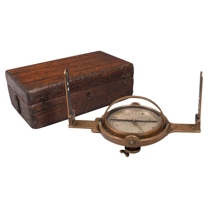 Compass In English Antique Gimballed Compass, English, Brass, Decorative, Display ...