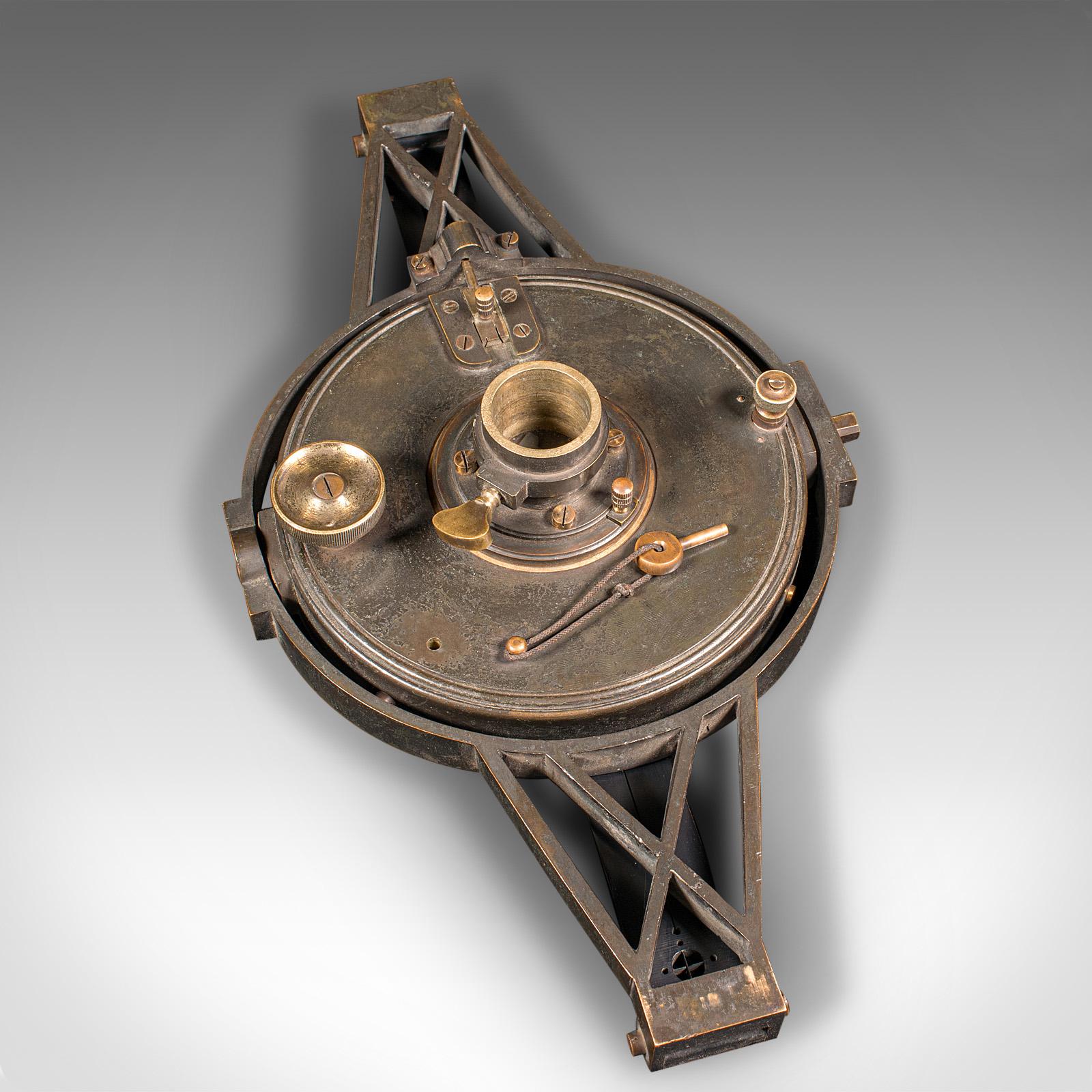 Antique Gimballed Compass, English, Brass Scientific Instrument, Victorian, 1900 5