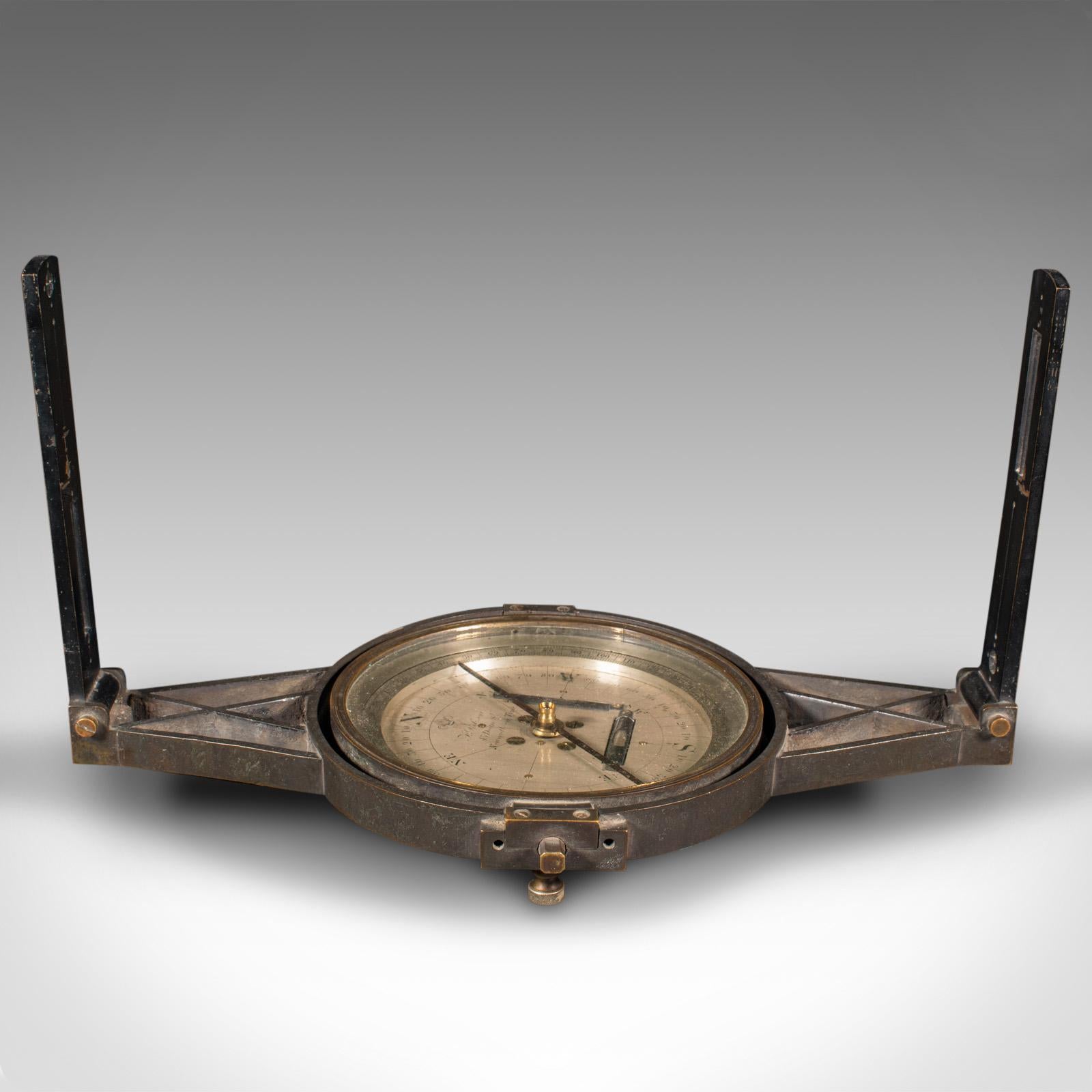 British Antique Gimballed Compass, English, Brass Scientific Instrument, Victorian, 1900