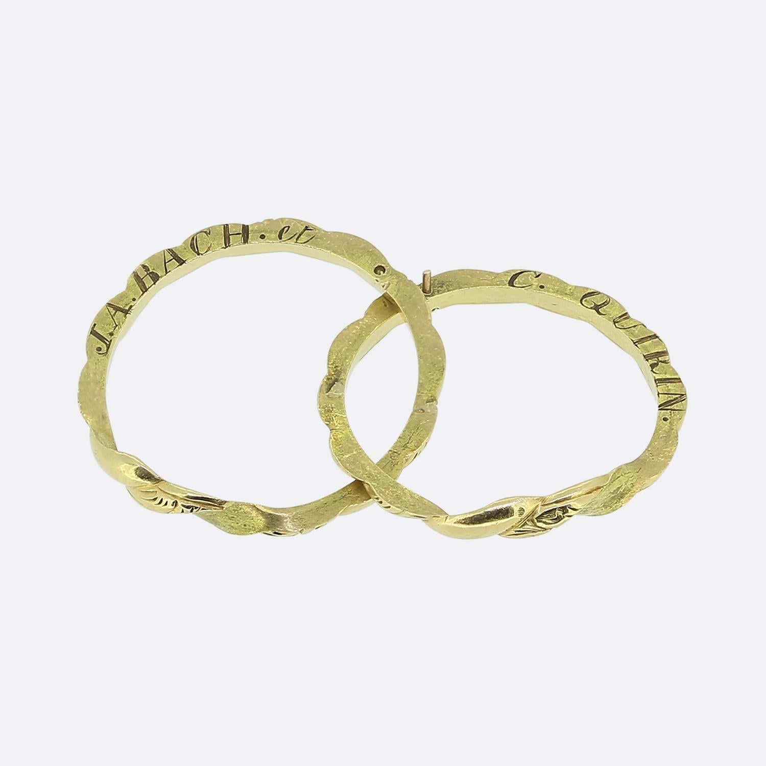 Antique Gimmel Ring Size R (59) In Good Condition For Sale In London, GB