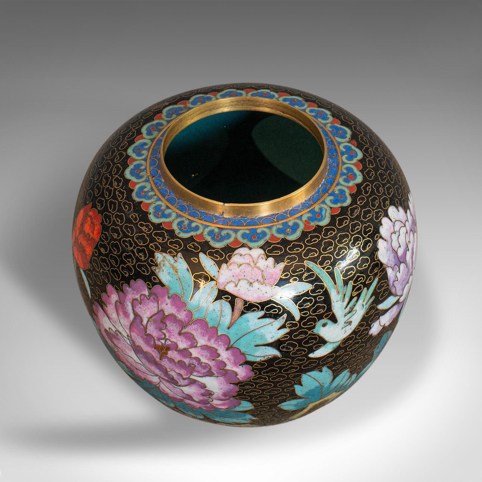 Anglo-Japanese Antique Ginger Jar, Oriental, Cloisonné, Decorative, Spice Urn, Victorian, 1900