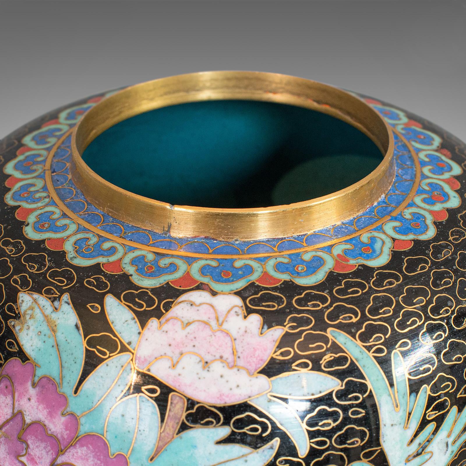 Japanese Antique Ginger Jar, Oriental, Cloisonné, Decorative, Spice Urn, Victorian, 1900