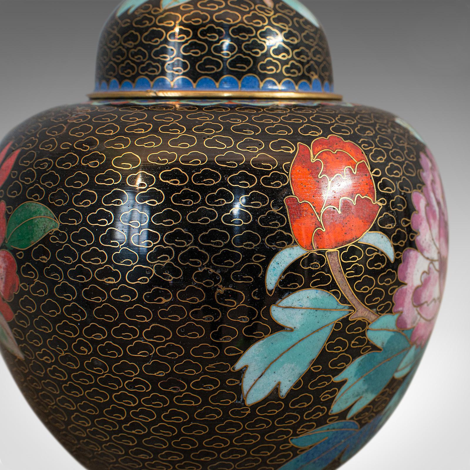 19th Century Antique Ginger Jar, Oriental, Cloisonné, Decorative, Spice Urn, Victorian, 1900