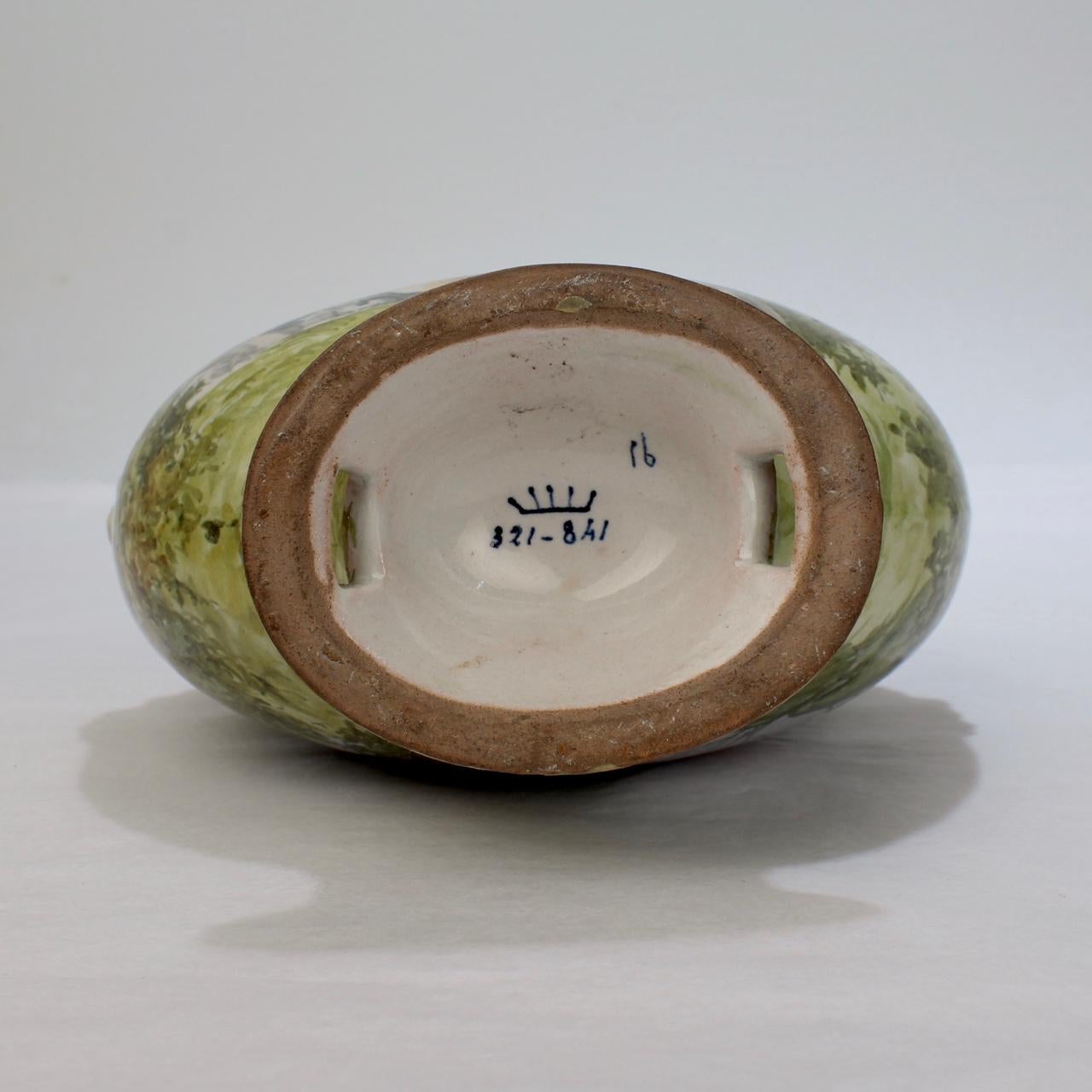 Antica fiaschetta da pellegrino in ceramica maiolica italiana Ginori Istoriato e tappo in vendita 5